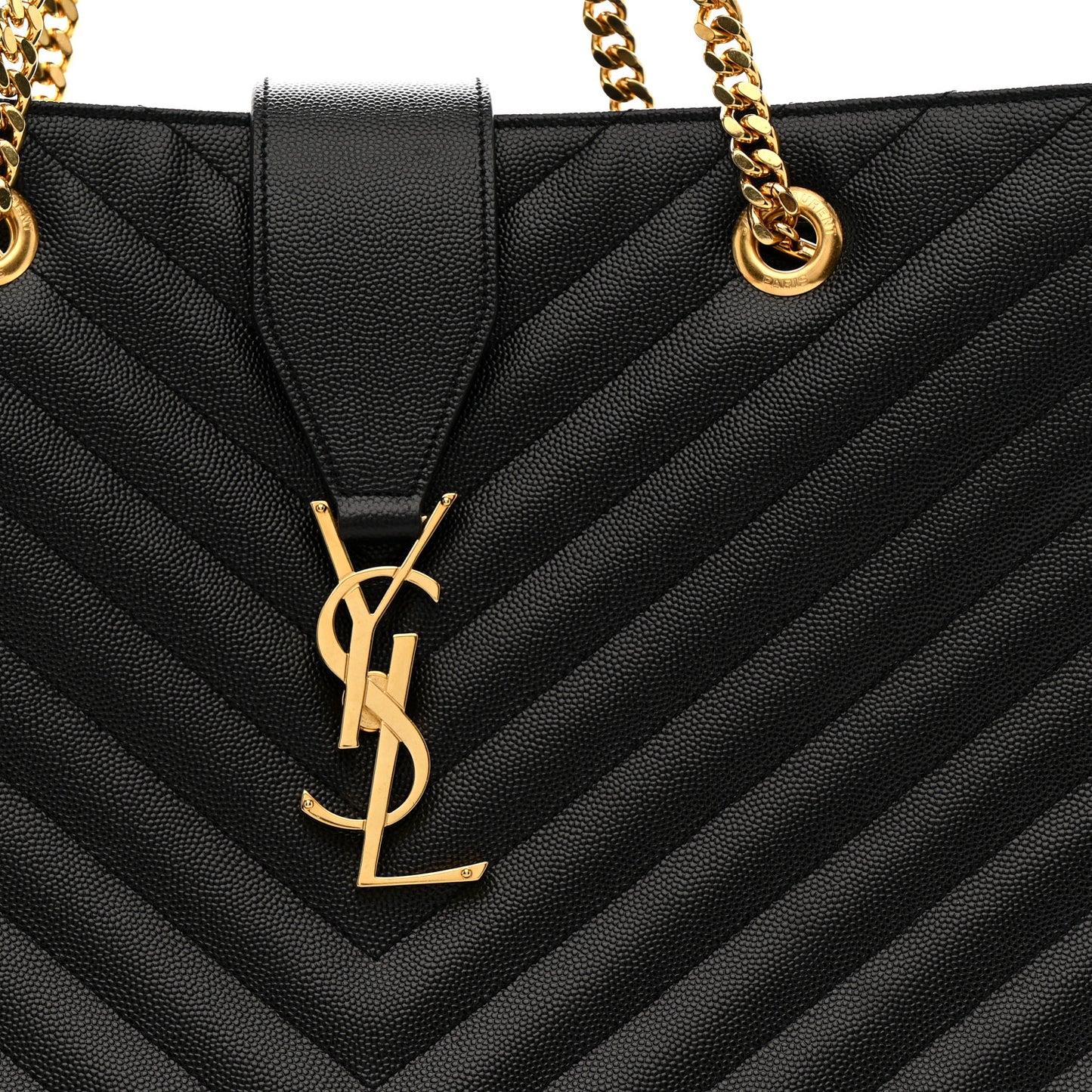 Grain De Poudre Matelasse Chevron Monogram Shopping Bag Black