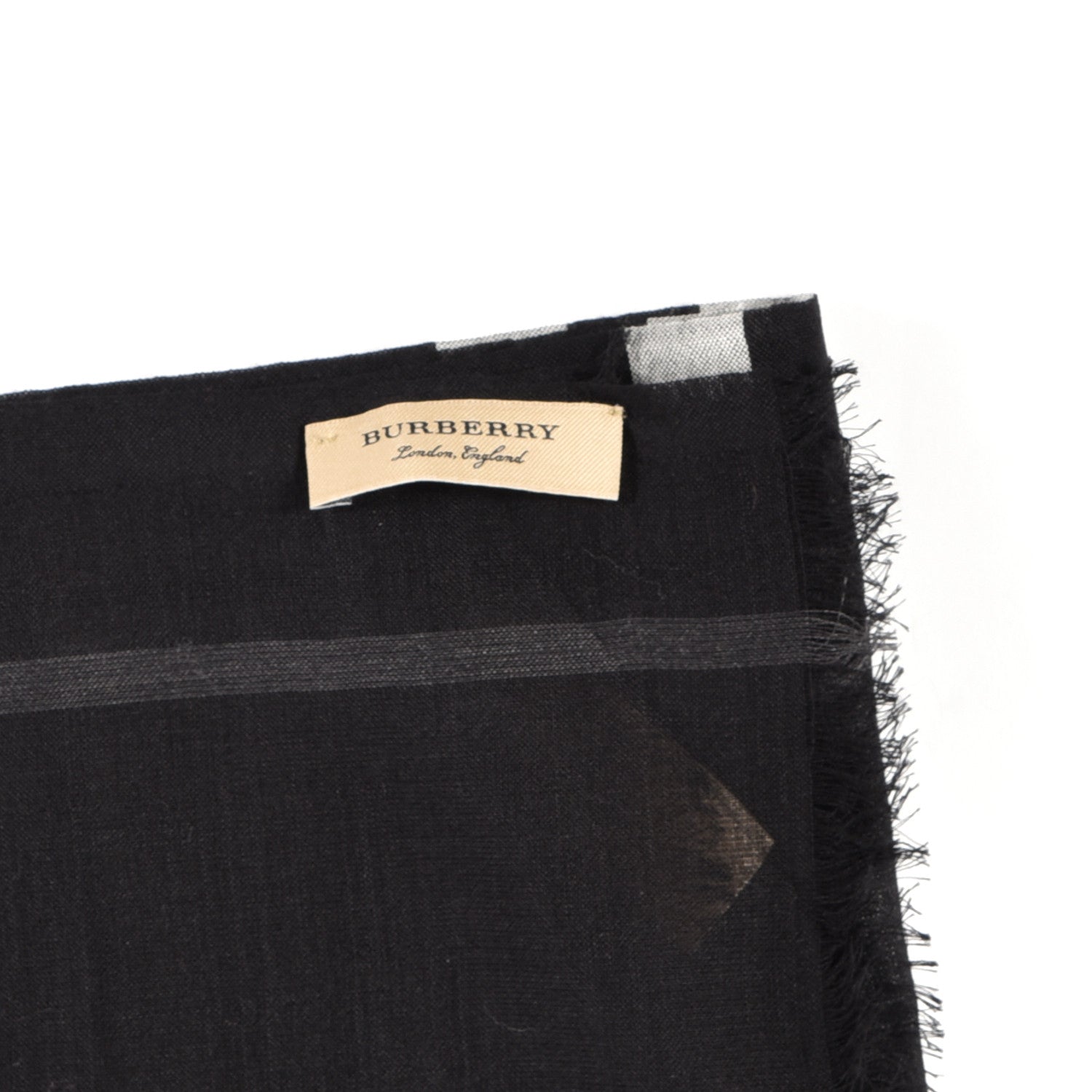 Burberry Wool Silk Gauze Giant Check Scarf Black 3 of 4