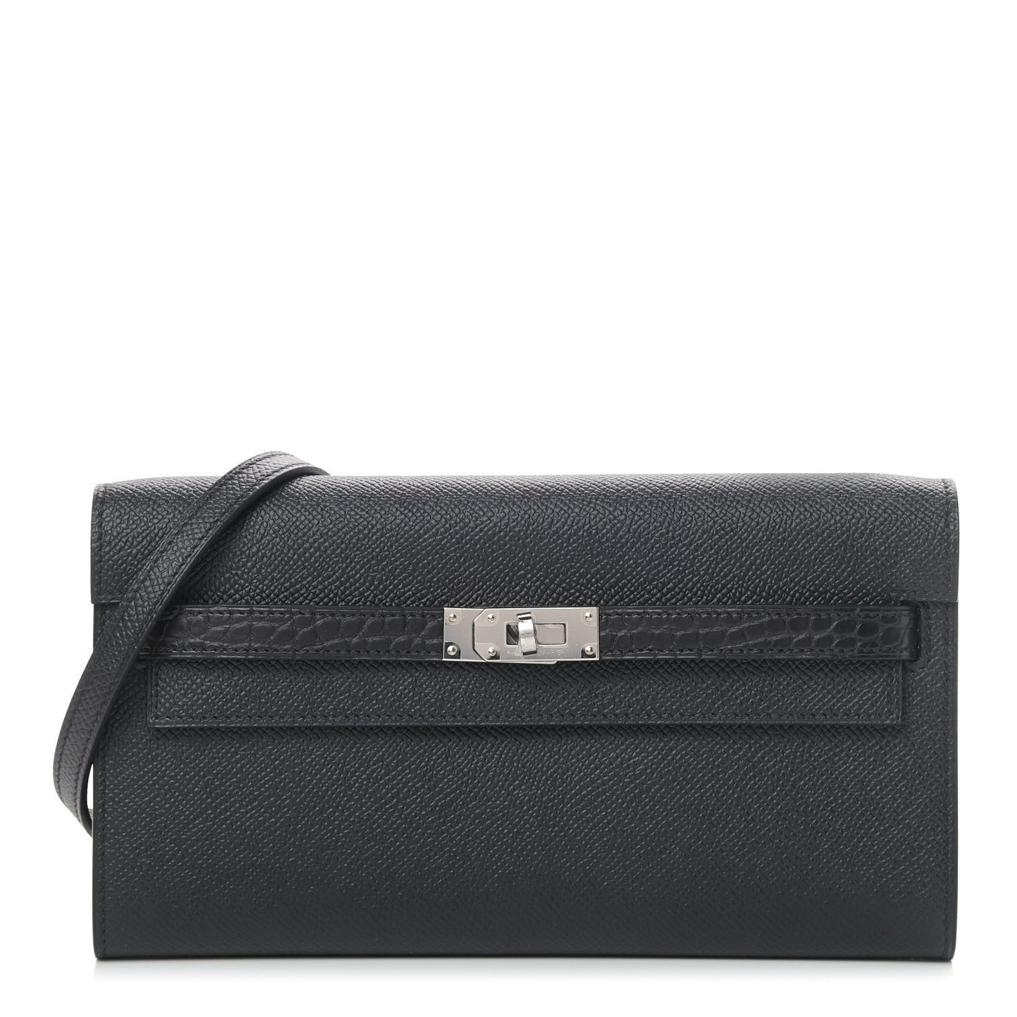 Epsom Matte Alligator Touch Kelly Wallet To Go Black