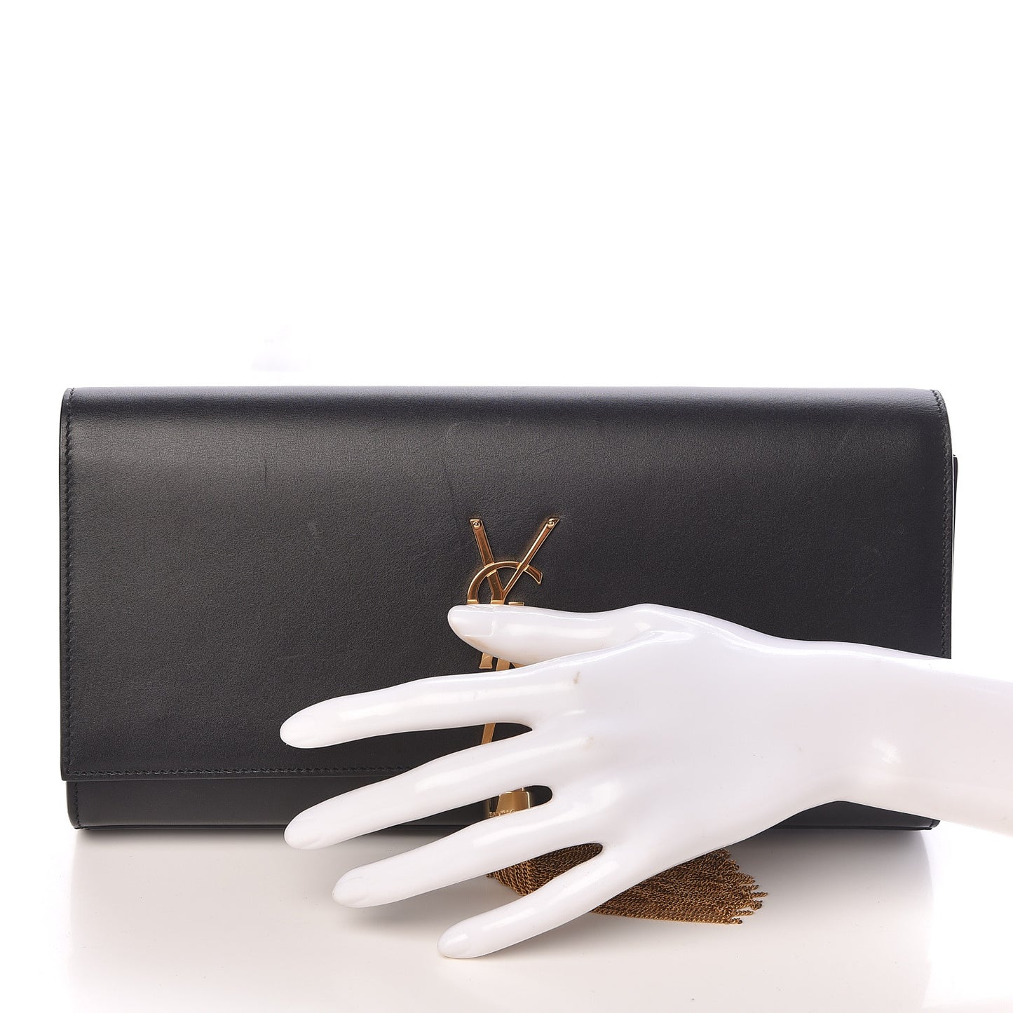 Calfskin Classic Monogram Tassel Clutch Black