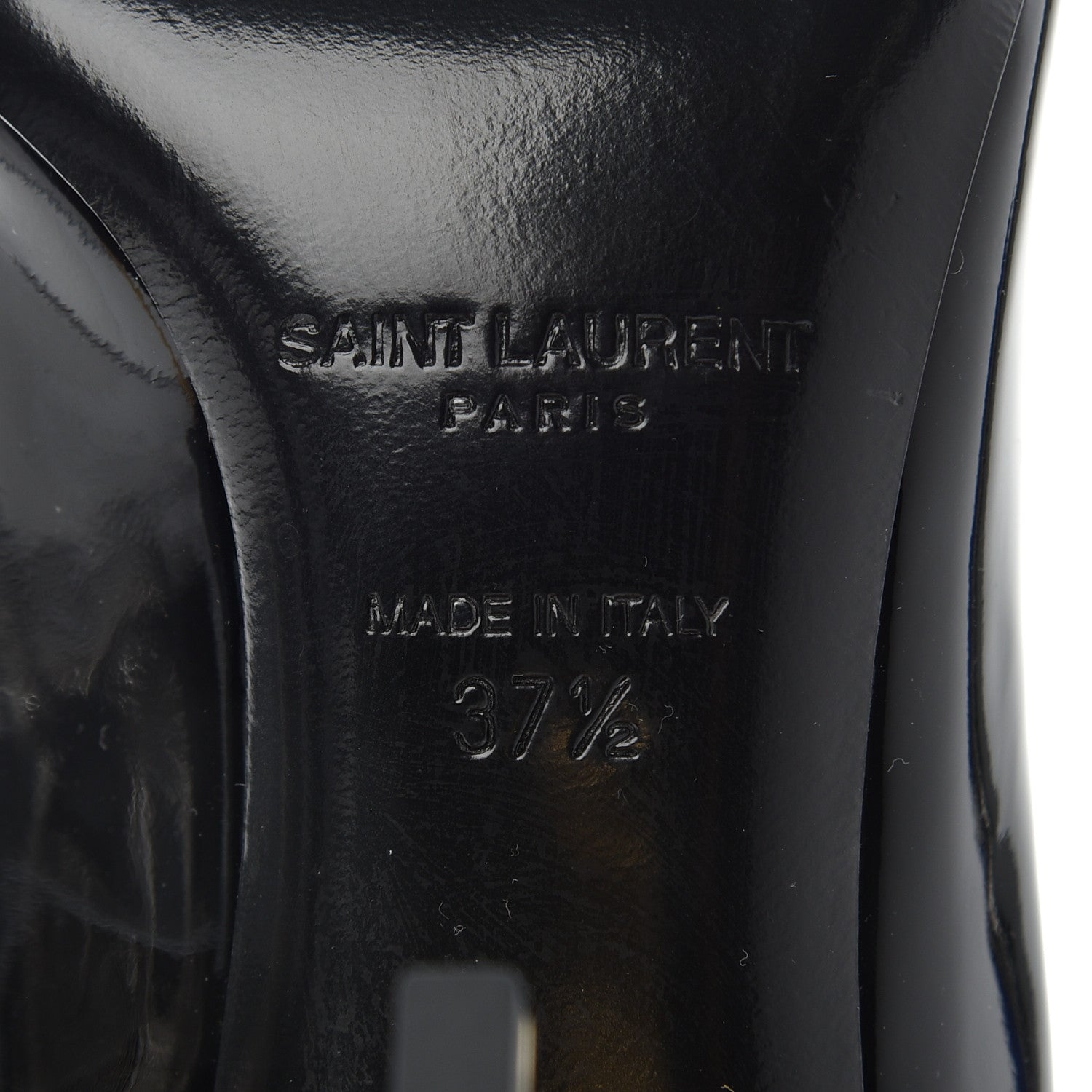 Saint Laurent Patent Calfskin Opyum 85 Pumps 37.5 Black Gold 6 of 10