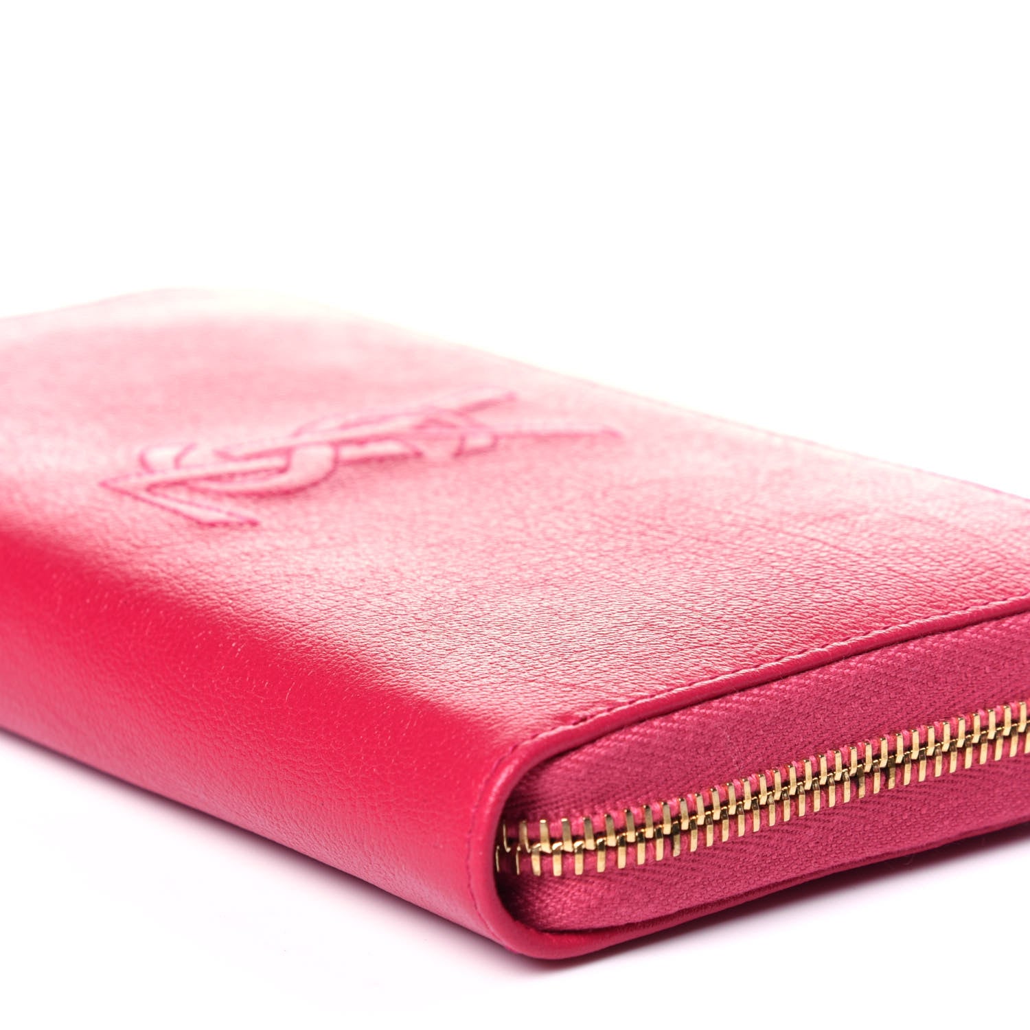 Saint Laurent Chevre Belle De Jour Zip Around Wallet Fuchsia 8 of 9