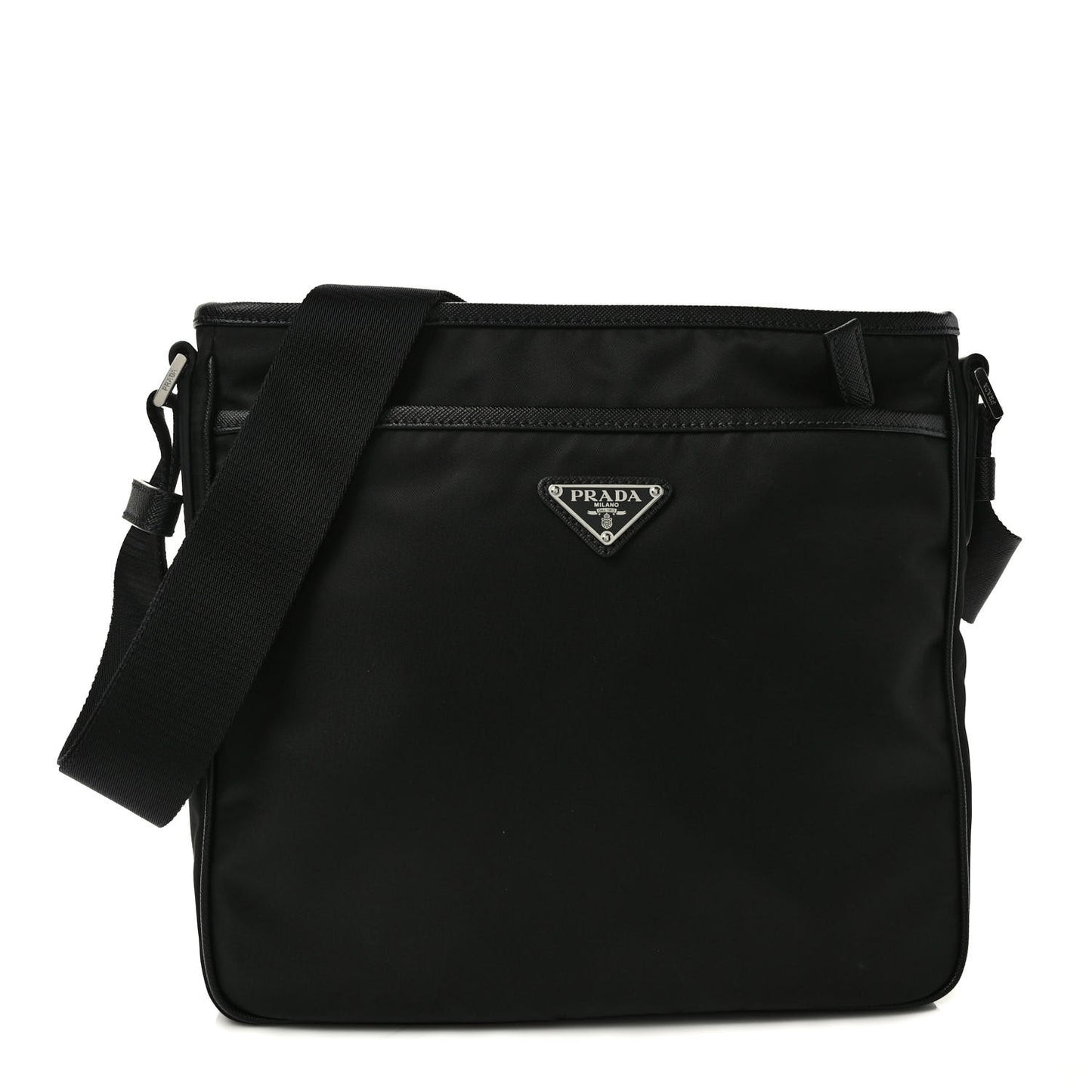 Tessuto Nylon Saffiano Messenger Bag Black