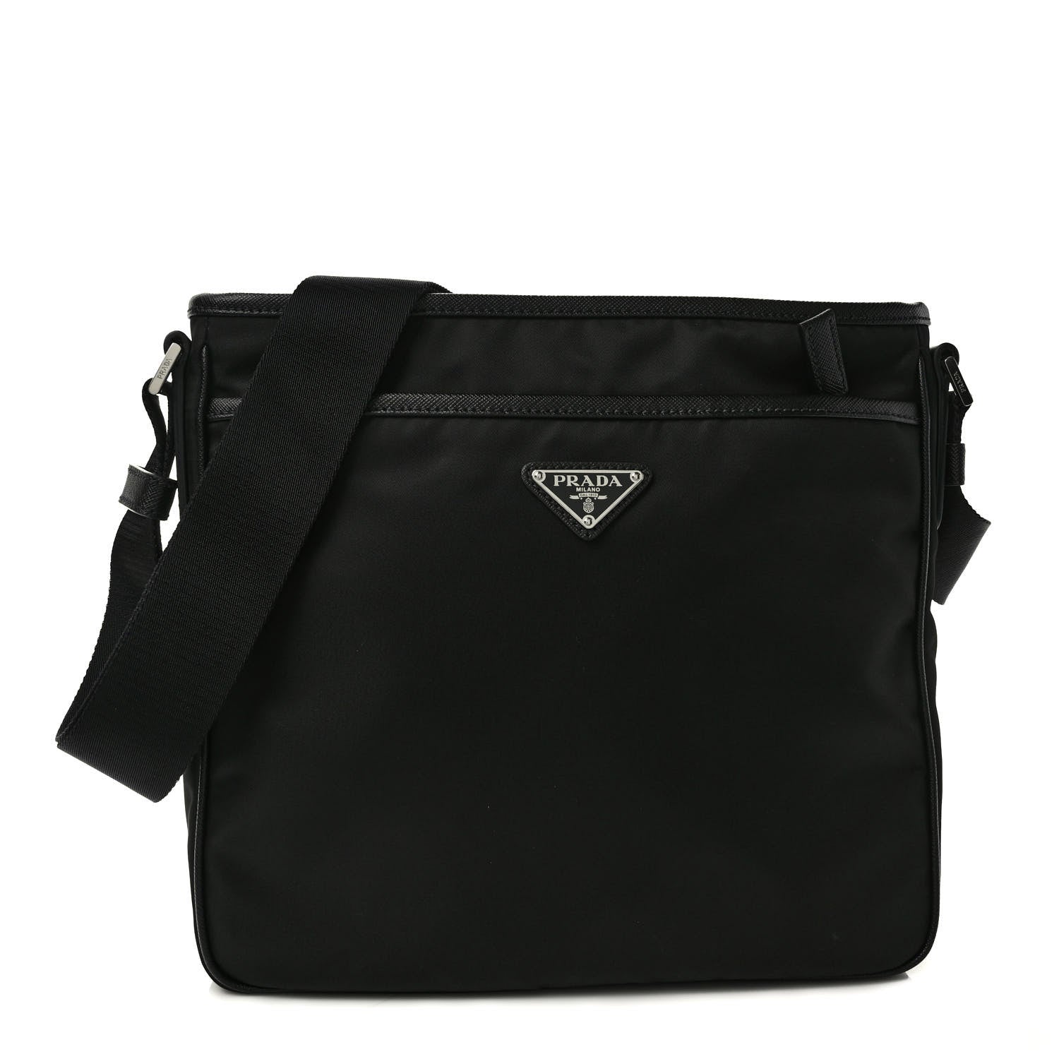Prada Tessuto Nylon Saffiano Messenger Bag Black 1 of 7