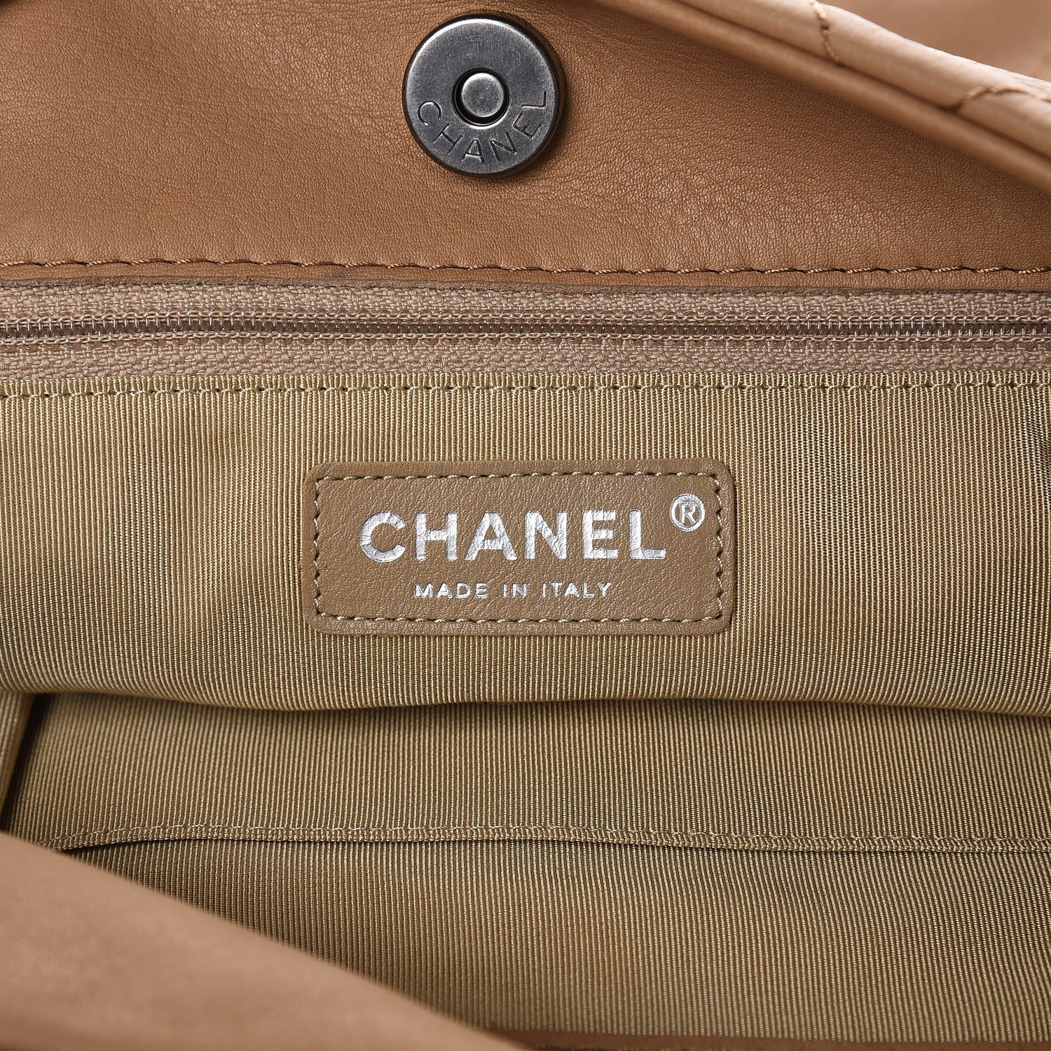 Chanel Calfskin Stitched Double Zip Hobo Beige 6 of 8