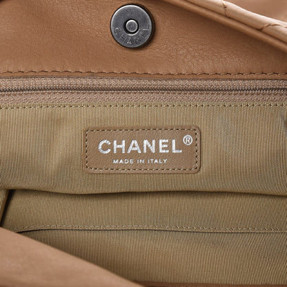 Chanel Calfskin Stitched Double Zip Hobo Beige 6 of 8