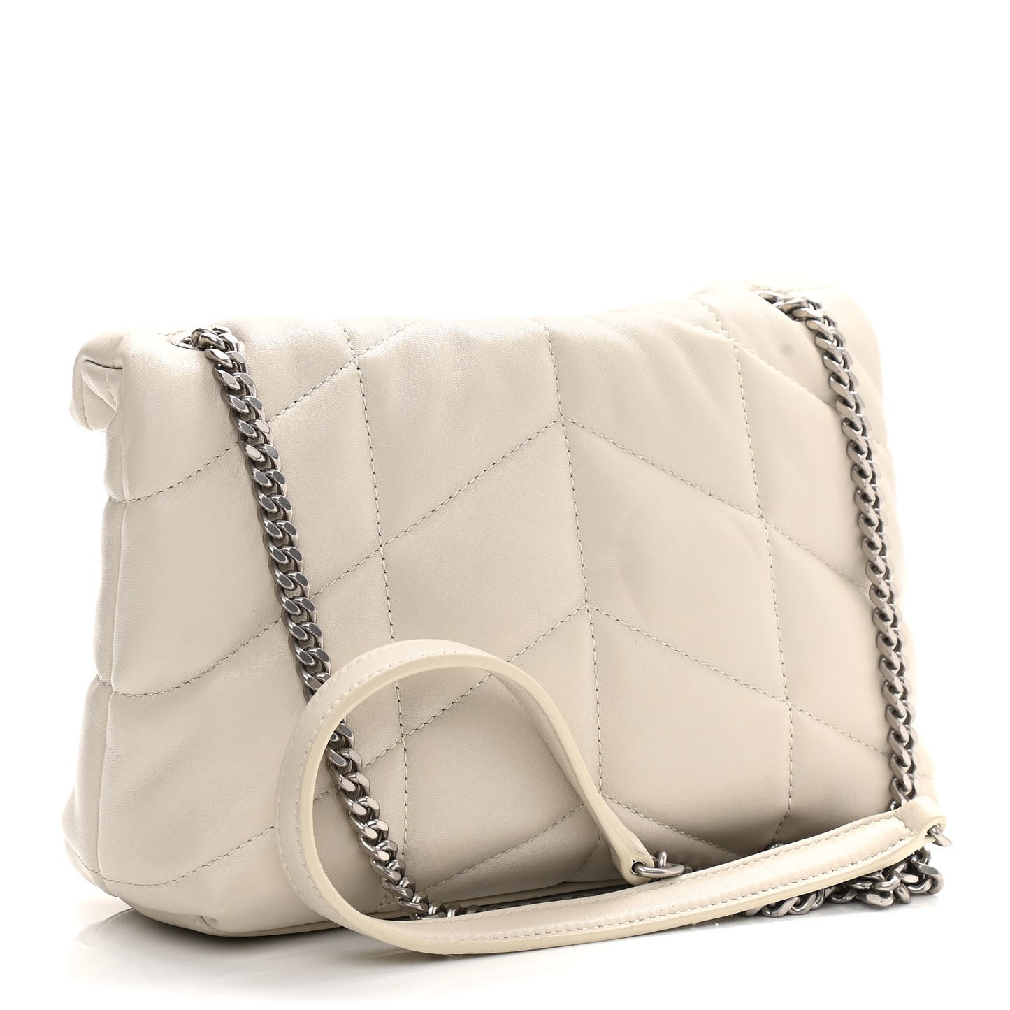 Lambskin Quilted Toy Loulou Puffer Monogram Chain Satchel Blanc Vintage
