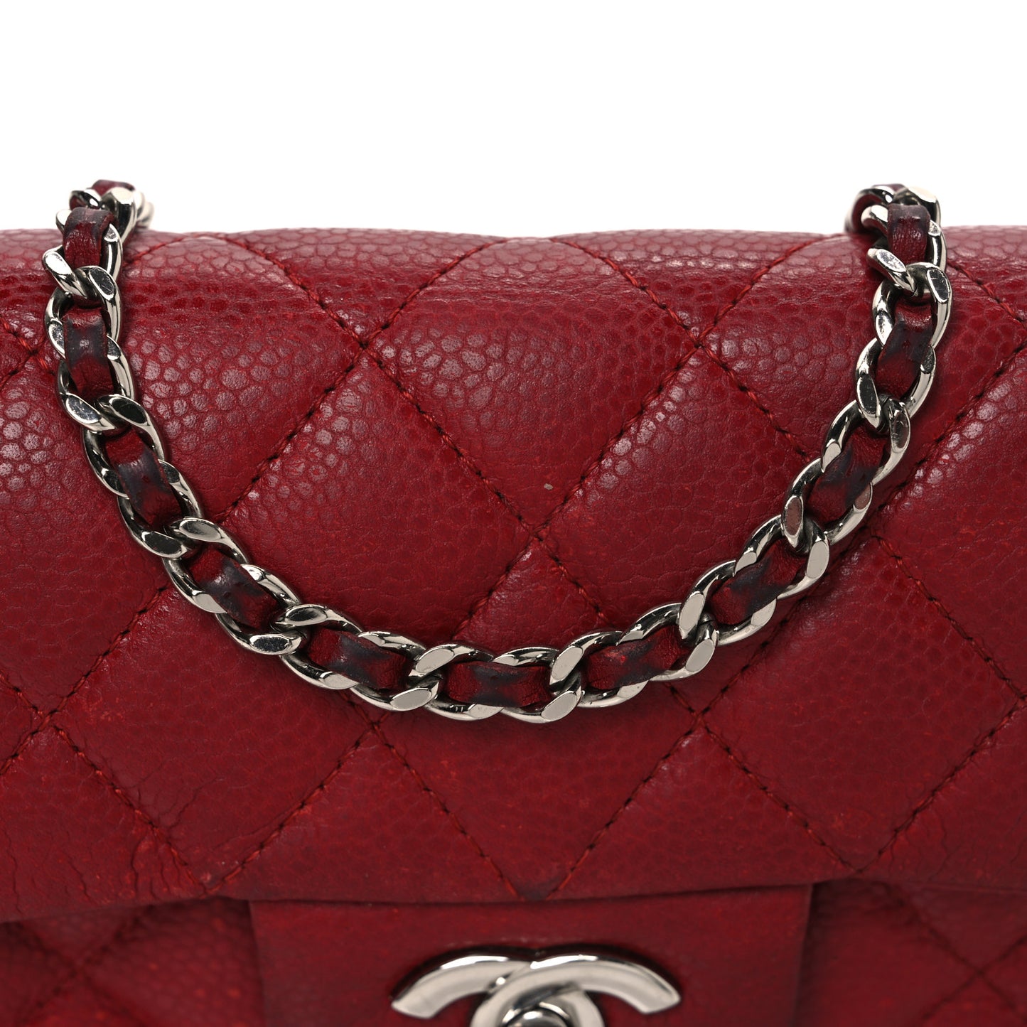 Caviar Quilted Extra Mini Flap Burgundy