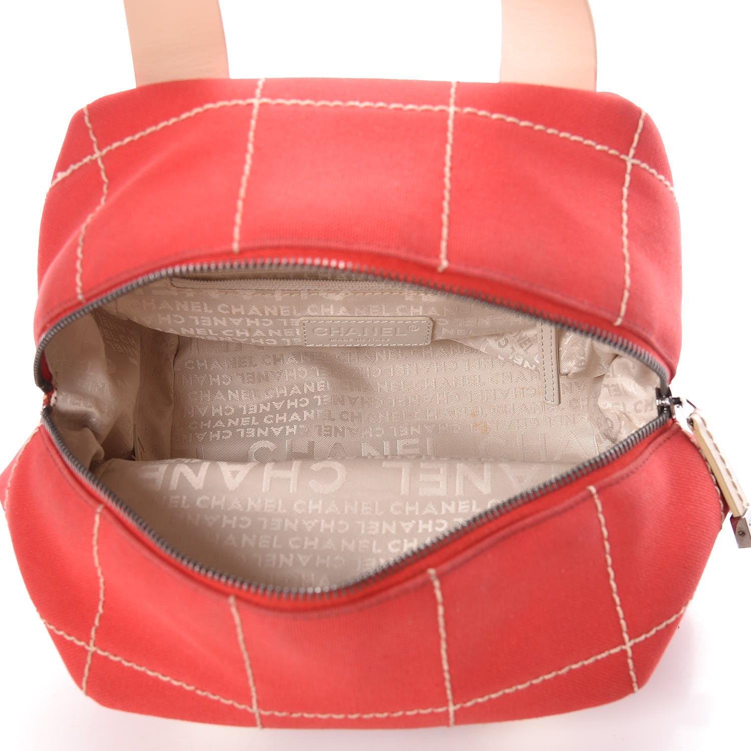 Chanel Canvas Chocolate Bar Charms Boston Tote Red 5 of 13