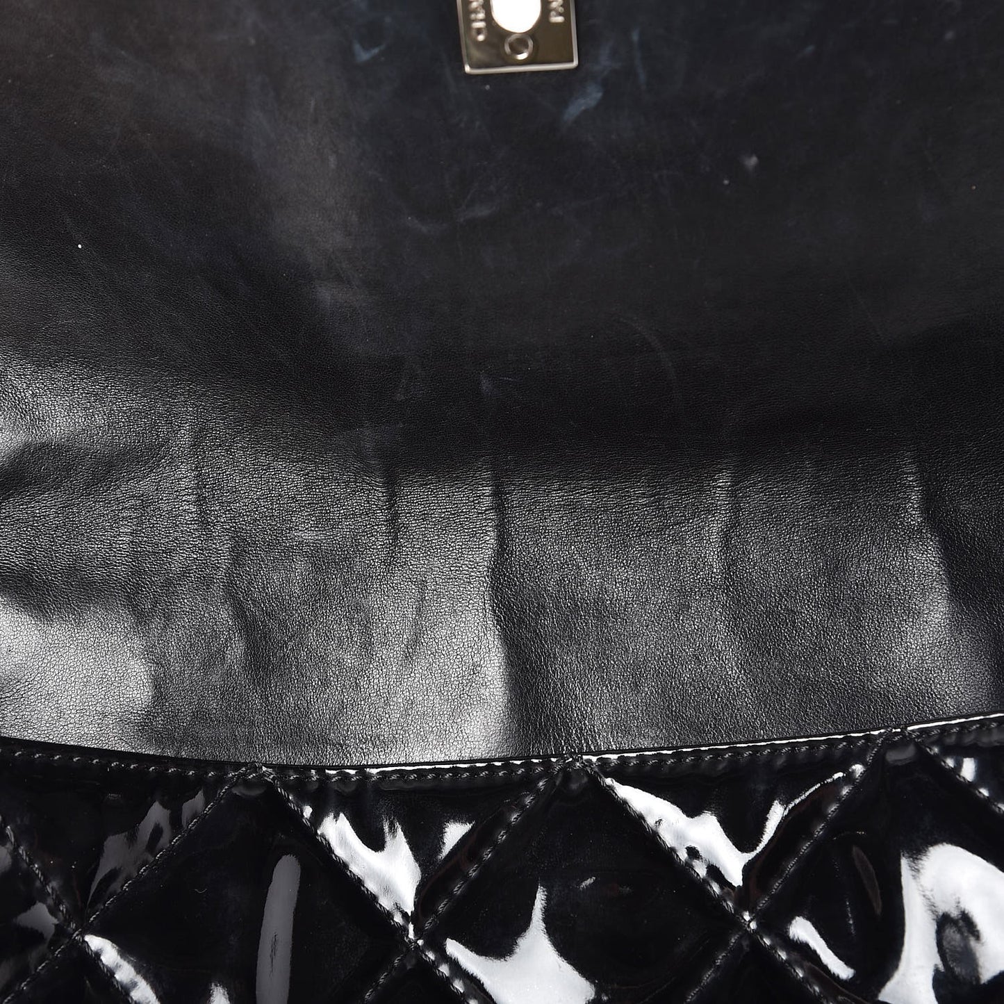 Vinyl Quilted In the Business Flap Bag Black