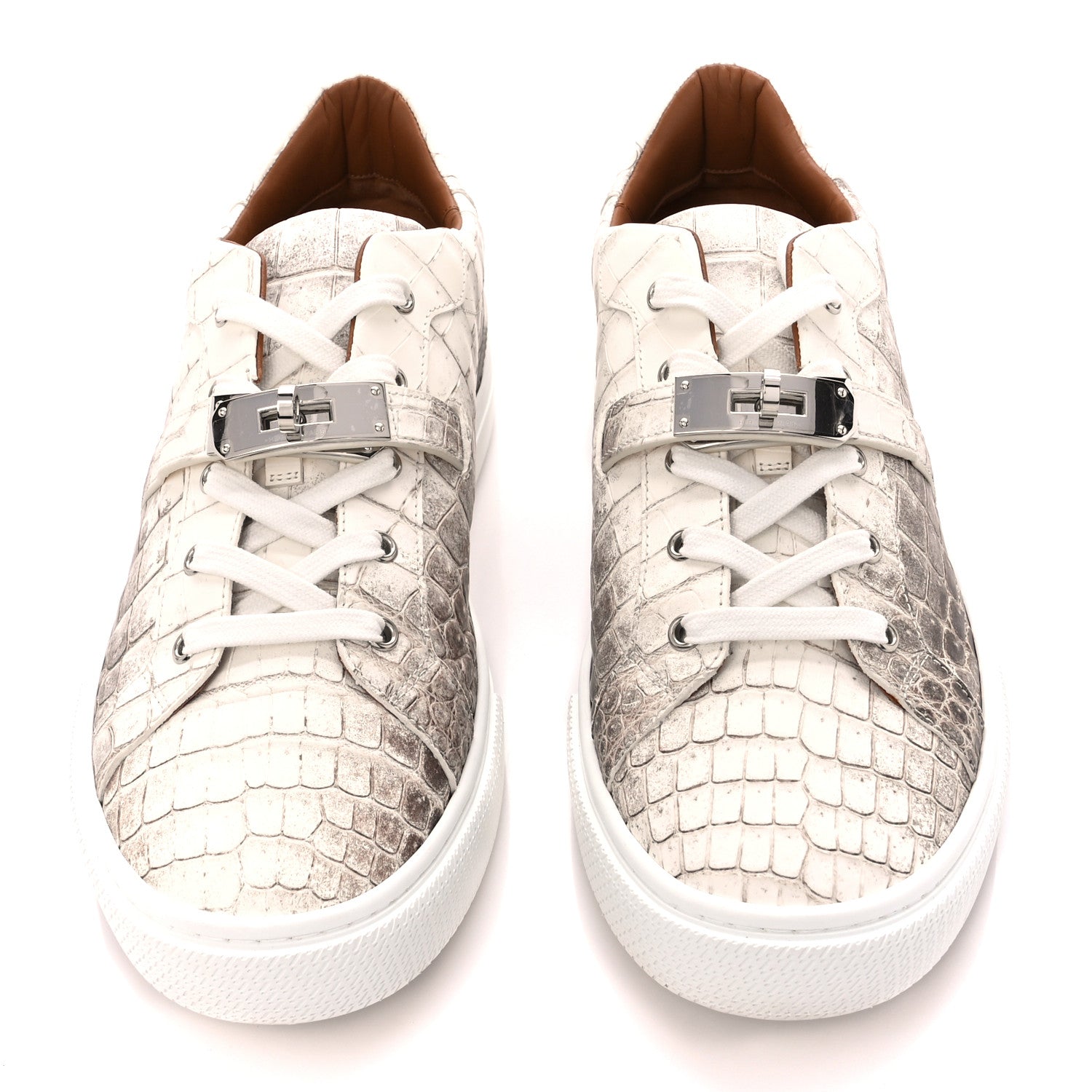 Hermes Matte Niloticus Crocodile Himalaya Mens Day Sneaker 43.5 Blanc 2 of 11