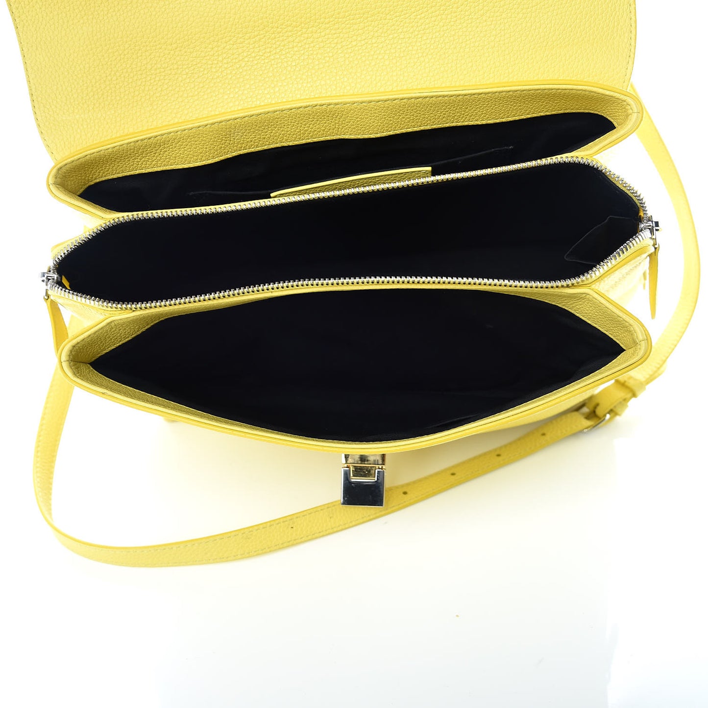 Grained Calfskin Le Dix Small Soft Cartable Jaune Tournesol