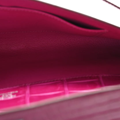 Hermes Shiny Niloticus Crocodile Kelly Cut Pochette Rose Scheherazade 5 of 7
