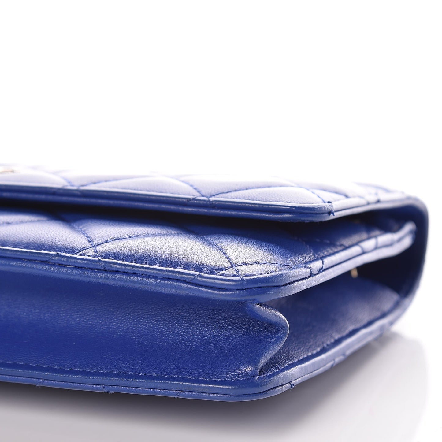 Lambskin Quilted Wallet On Chain WOC Blue Fonce