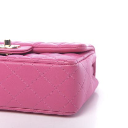Chanel Lambskin Quilted Mini Rectangular Flap Dark Pink 10 of 10
