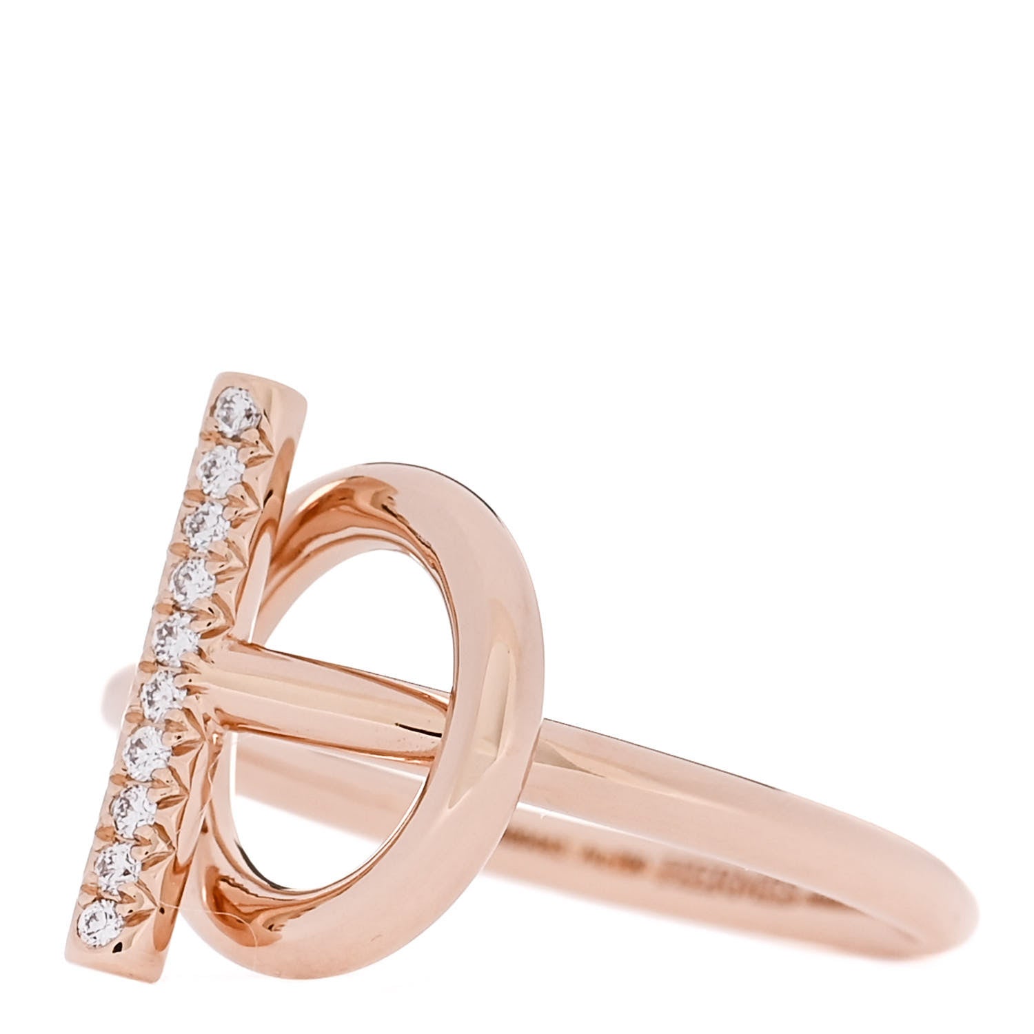 Hermes 18K Rose Gold Diamond PM Echappee Ring 54 7 3 of 6