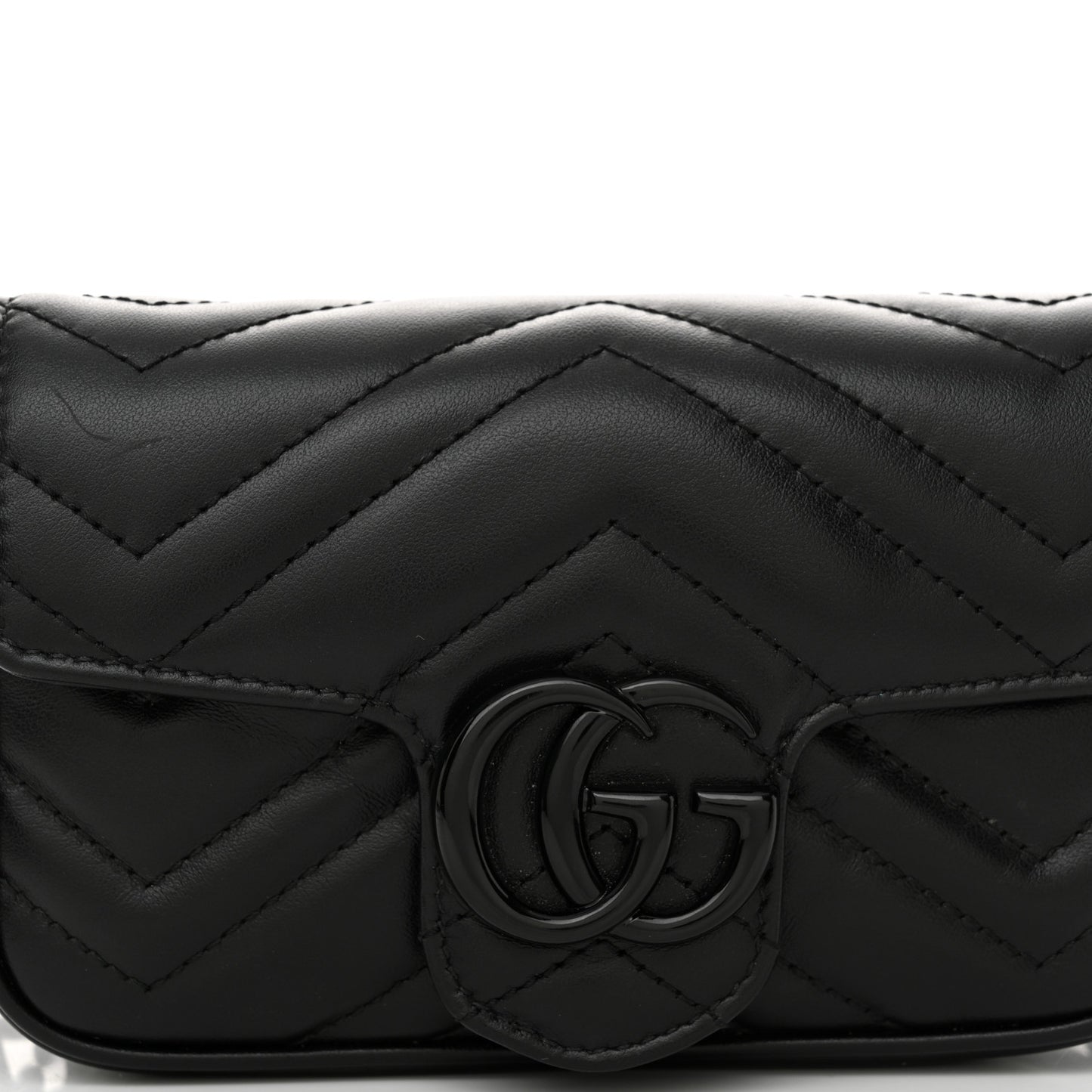 Calfskin Matelasse Monochrome GG Marmont Chain Belt Bag Black