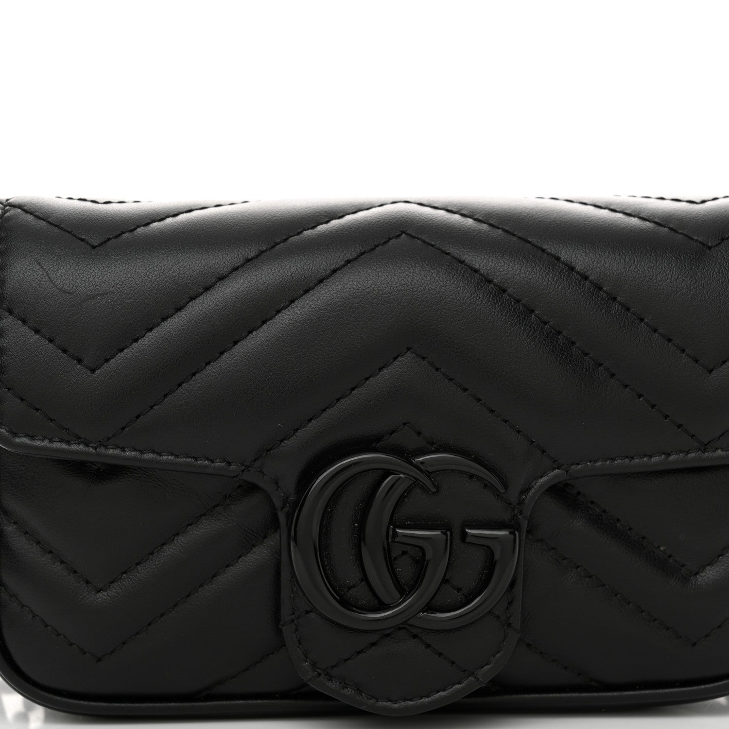 Gucci Calfskin Matelasse Monochrome GG Marmont Chain Belt Bag Black 8 of 12