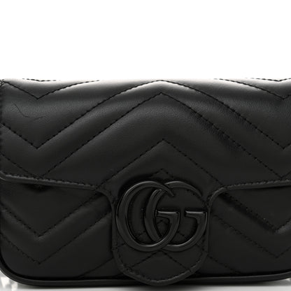 Gucci Calfskin Matelasse Monochrome GG Marmont Chain Belt Bag Black 8 of 12