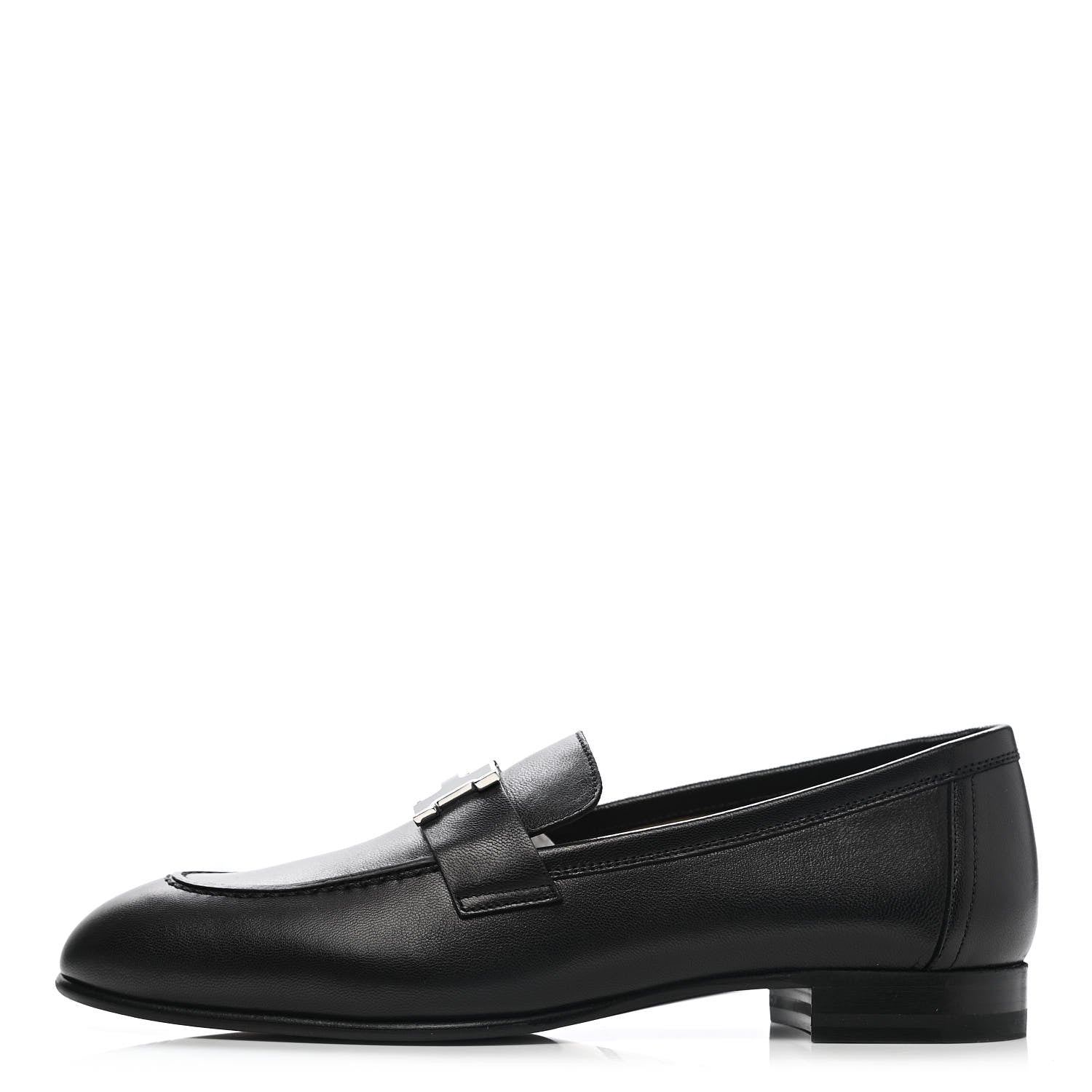Hermes Goatskin Womens Paris Loafers 36 Black 1 of 8