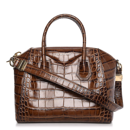Givenchy Calfskin Crocodile Embossed Small Antigona Brown 1 of 9