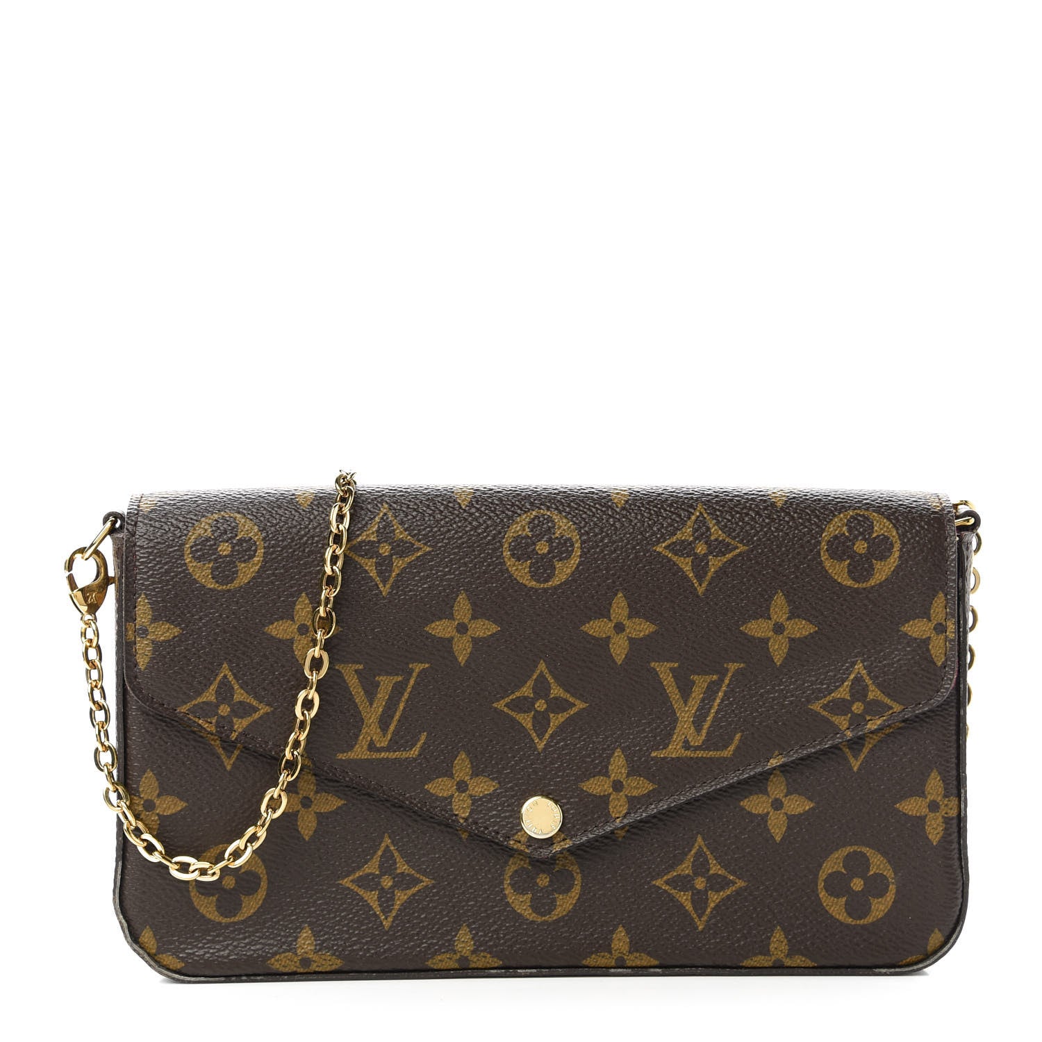 Louis Vuitton Monogram Pochette Felicie Chain Wallet Fuchsia 1 of 11