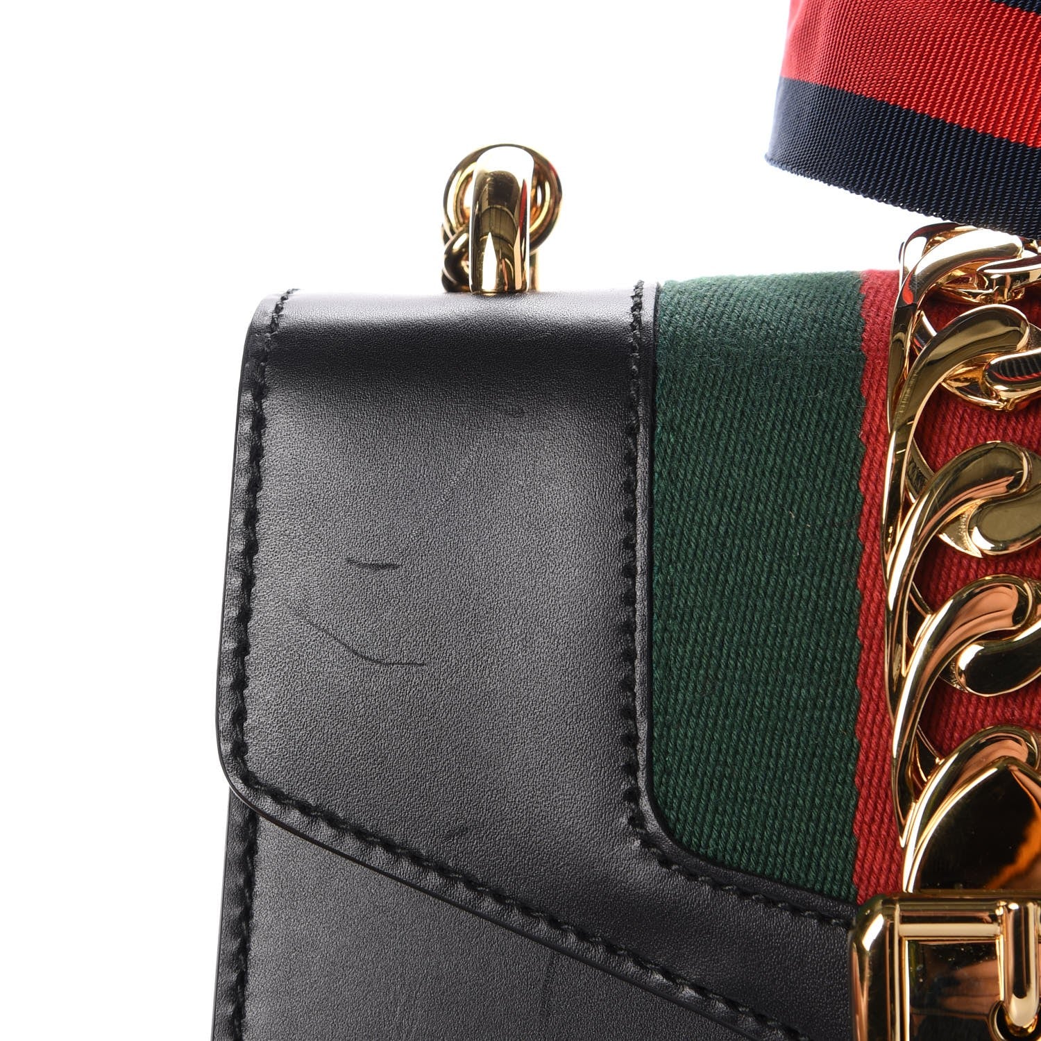 Gucci Calfskin Mini Sylvie Chain Shoulder Bag Black 8 of 8