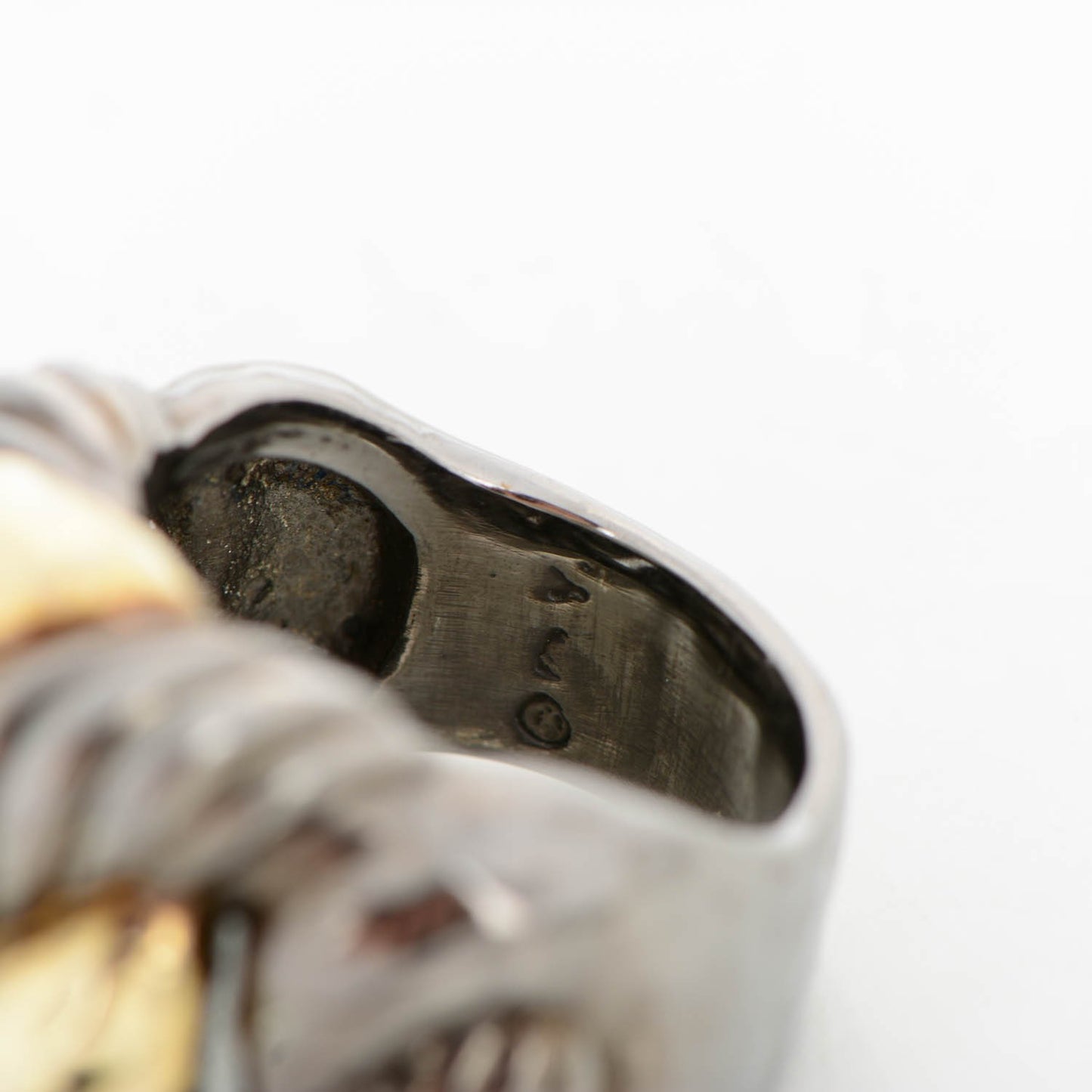 Darkened Sterling Silver 18K Yellow Gold 20mm Cordelia Ring 5.25