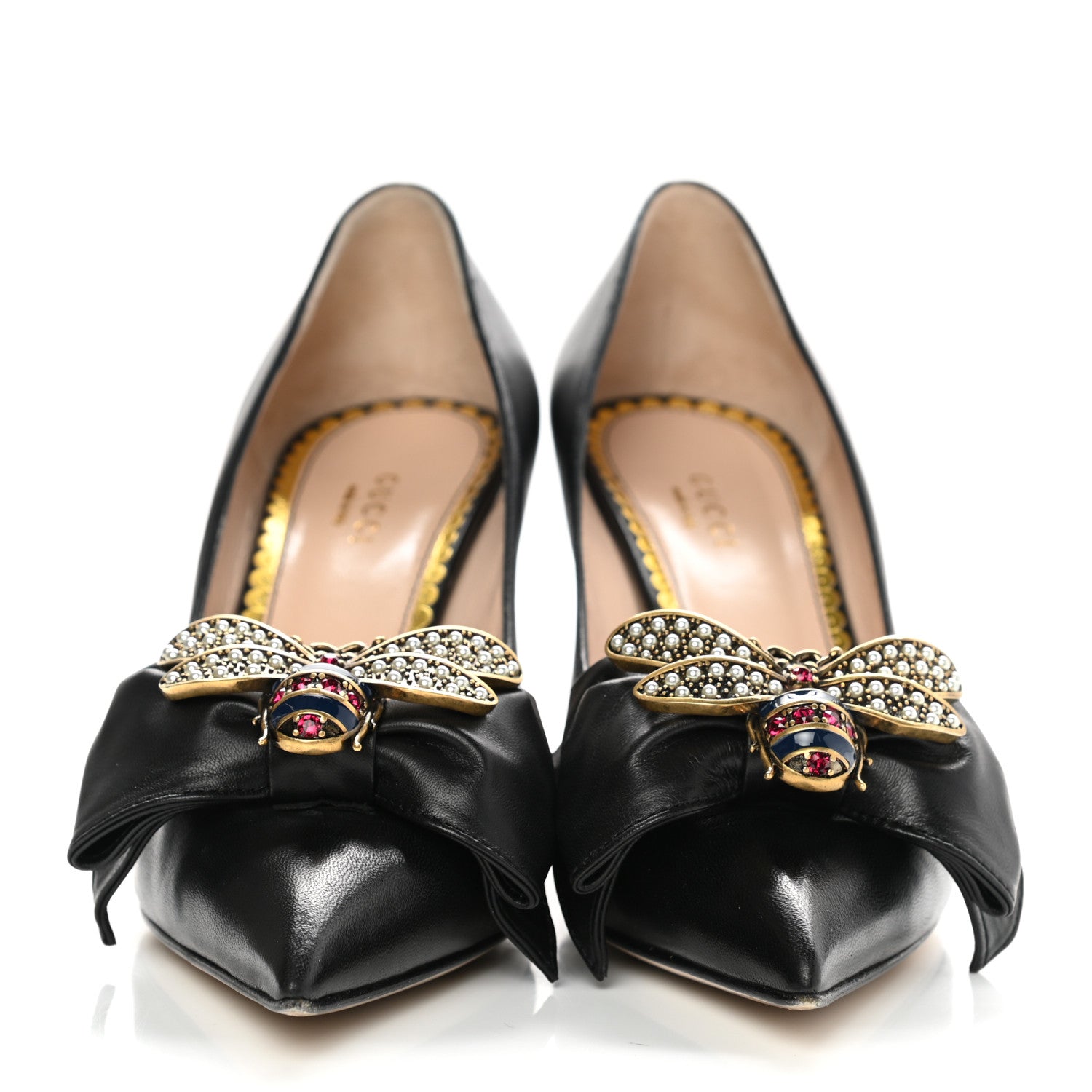 Gucci Nappa Queen Margaret Mid Heel Pumps 38 Black 2 of 11