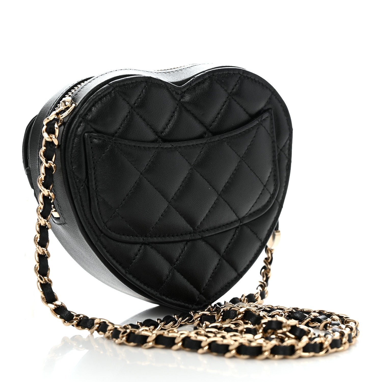 Chanel Lambskin Quilted CC In Love Heart Clutch With Chain Black 3 of 11