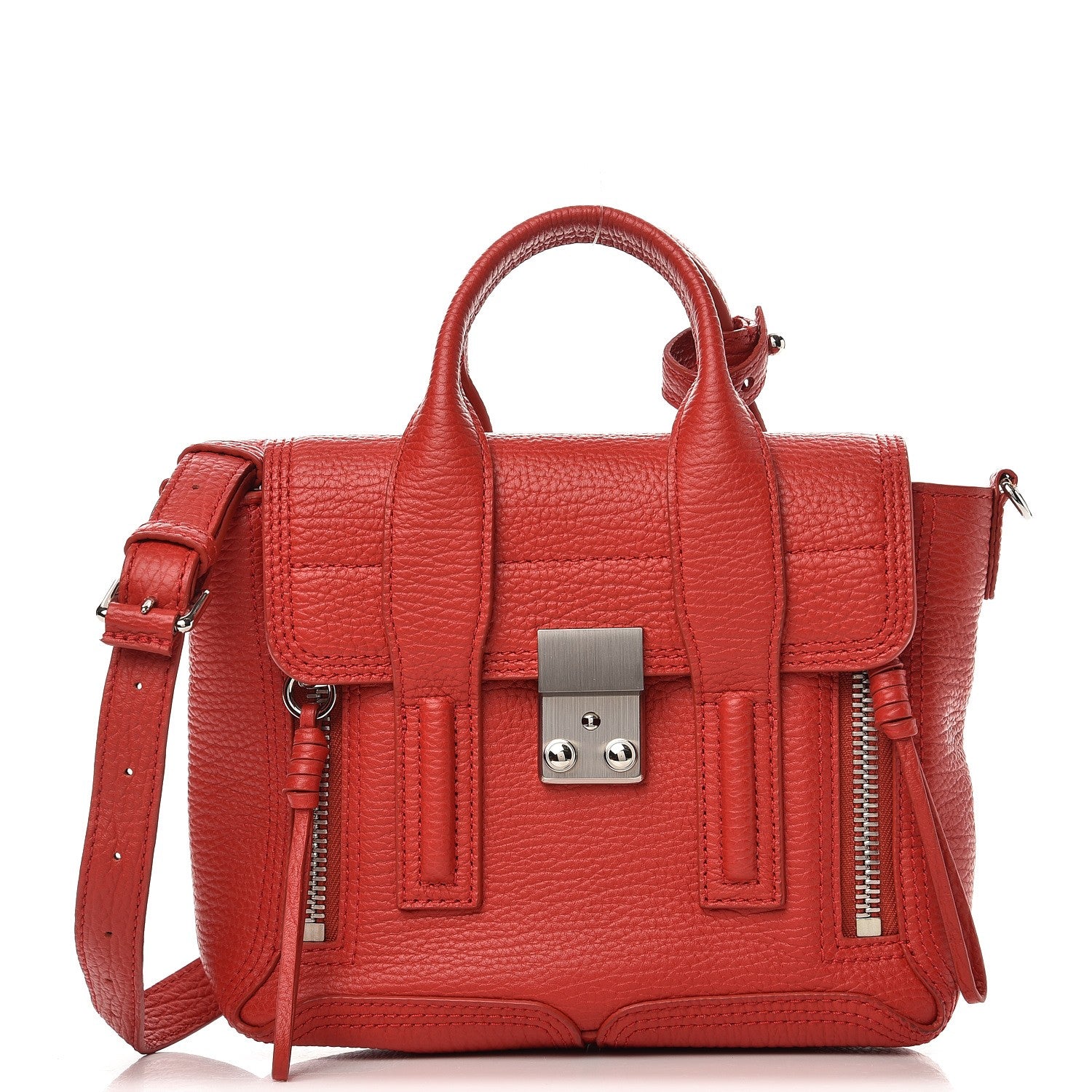 3.1 Phillip Lim 3.1 Textured Calfskin Mini Pashli Satchel Red 1 of 7