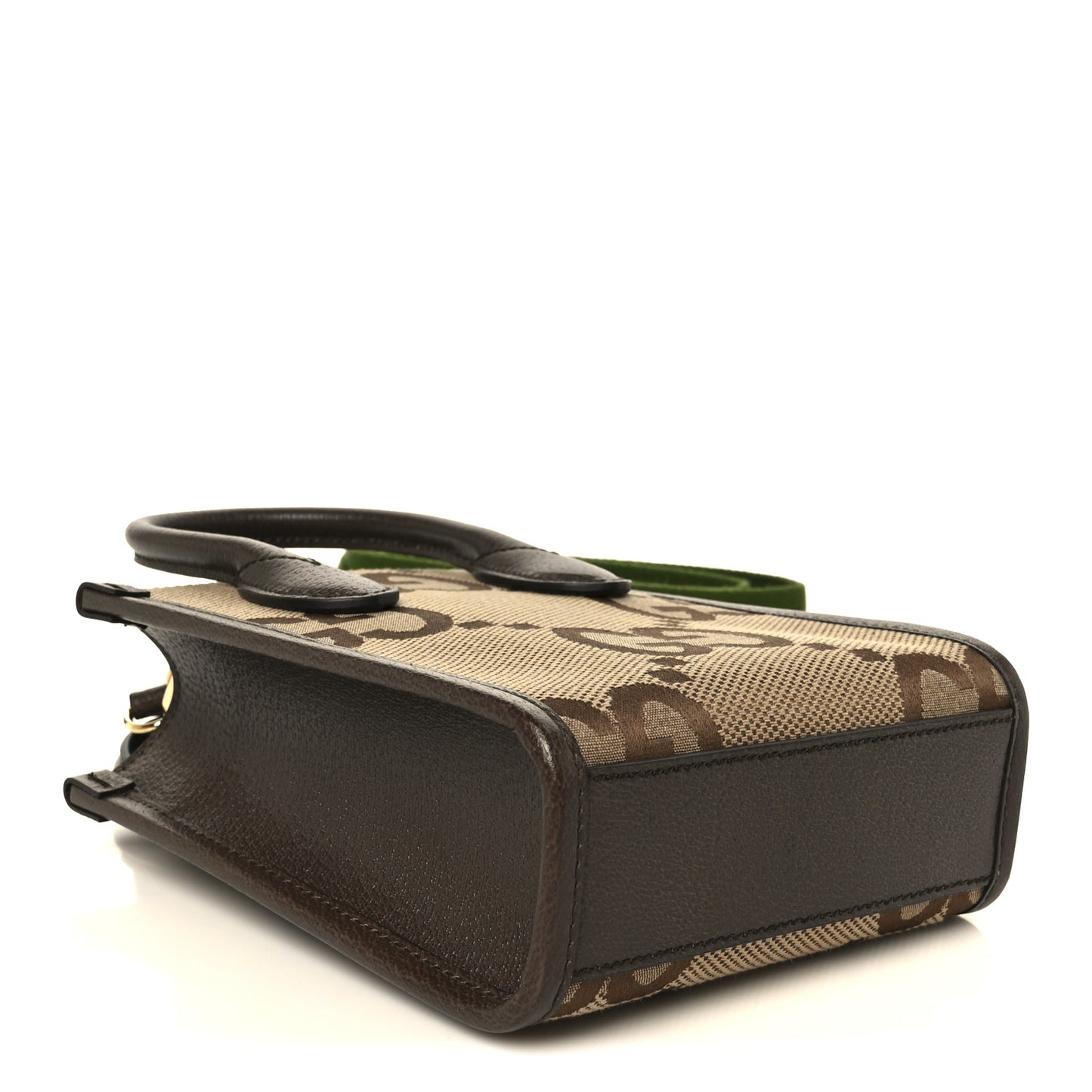 Monogram Jumbo GG Textured Dollar Calfskin Web Mini Vertical Tote Camel Ebony New Acero