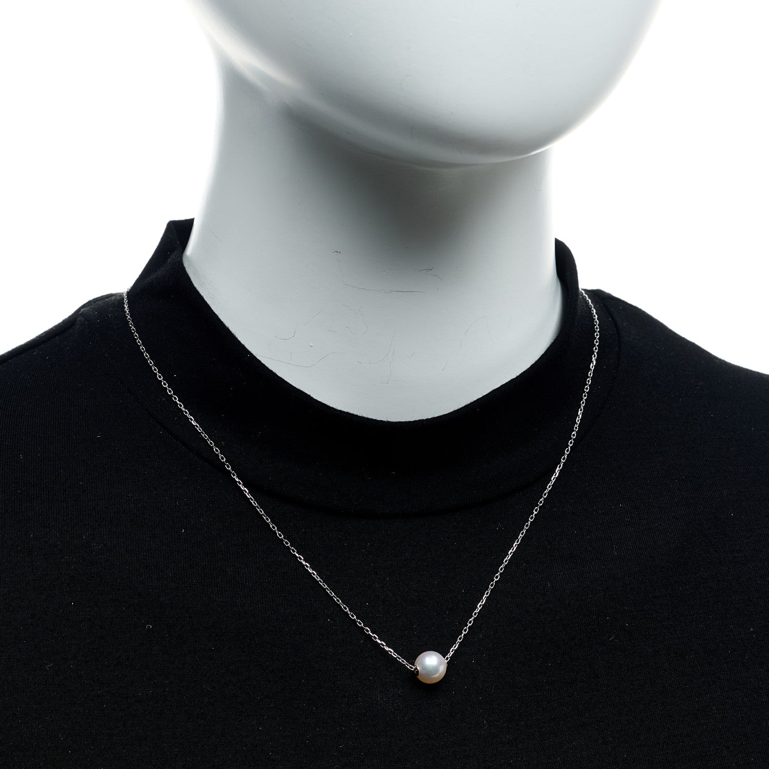 Mikimoto 18K White Gold Akoya Pearl 8mm Single Pendant Necklace 2 of 6