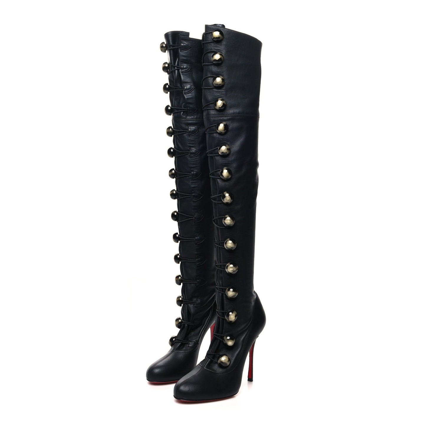 Calfskin Top Croche 120 Over The Knee Corset Boots 38 Black
