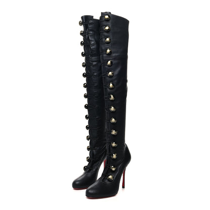 Christian Louboutin Calfskin Top Croche 120 Over The Knee Corset Boots 38 Black 3 of 6