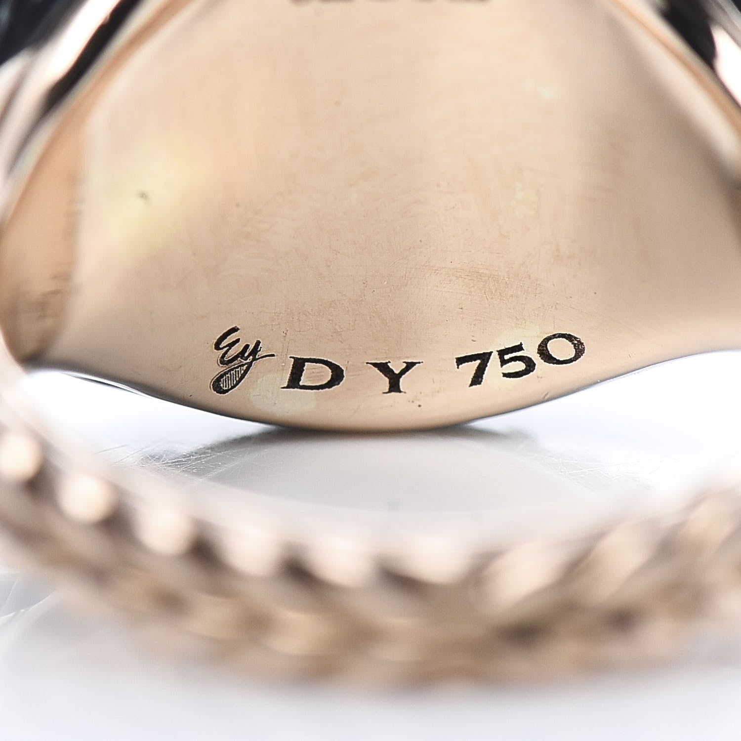 David Yurman Sterling Silver 18K Rose Gold Hematite Berries Pinky Ring 49 5 6 of 8