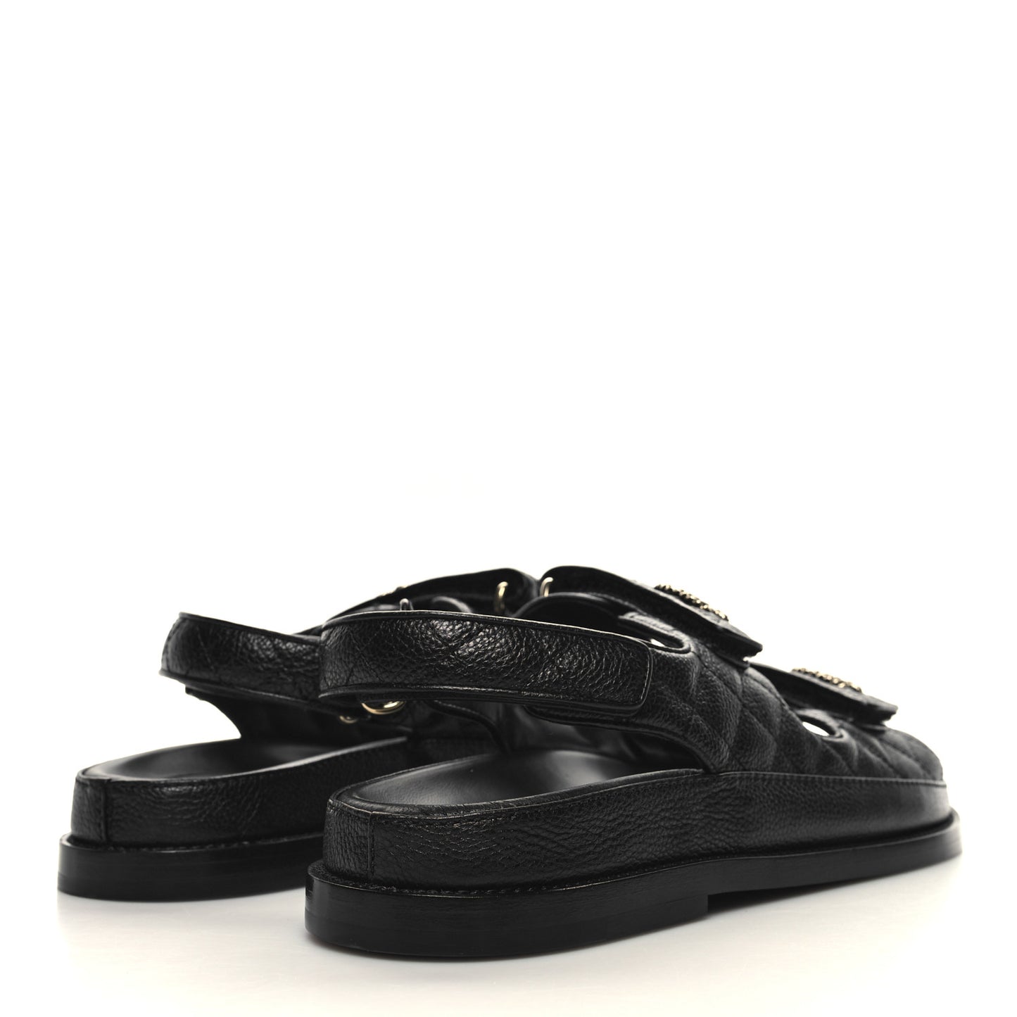 Grained Calfskin Velcro Dad Sandals 40 Black