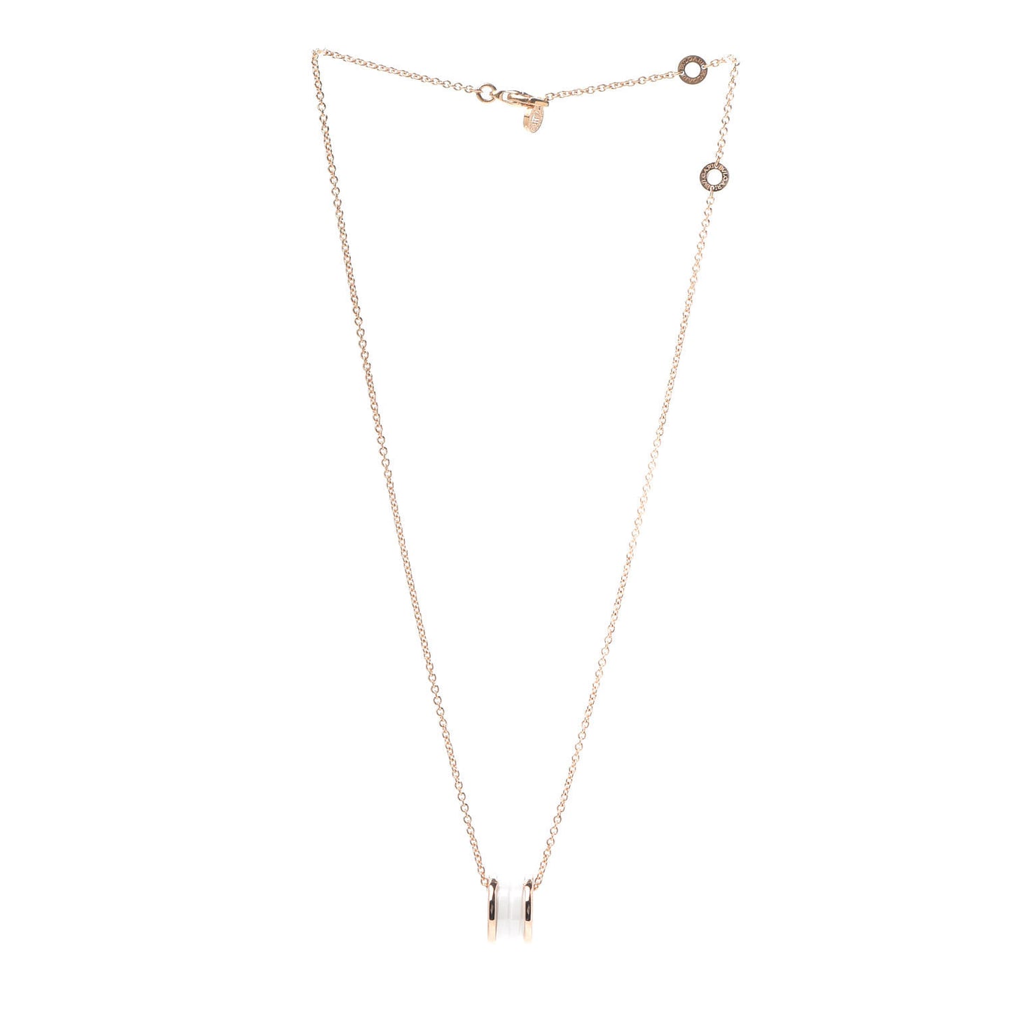 18K Rose Gold White Ceramic B.Zero1 Pendant Necklace