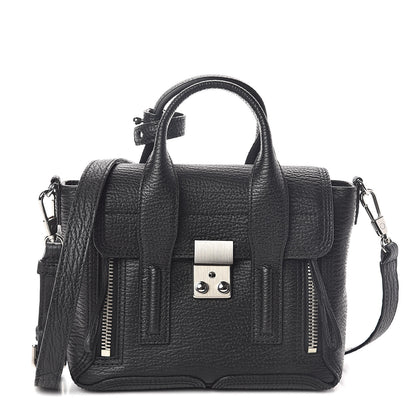 3.1 Phillip Lim 3.1 Textured Calfskin Mini Pashli Satchel Black 1 of 8