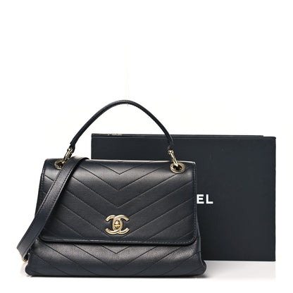 Chanel Grained Calfskin Chevron Stitched Small Chic Top Handle Flap Black 12 of 12