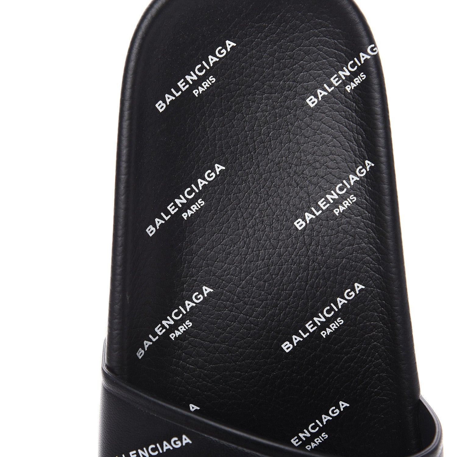 Balenciaga Nappa Allover Logo Embossed Womens Pool Slide Sandals 35 Black White 6 of 9
