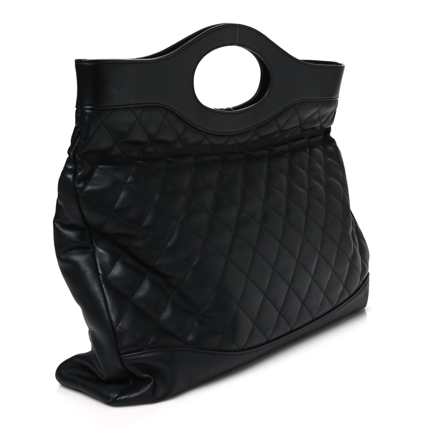 Lambskin Quilted Large 31 Shopping Bag Black