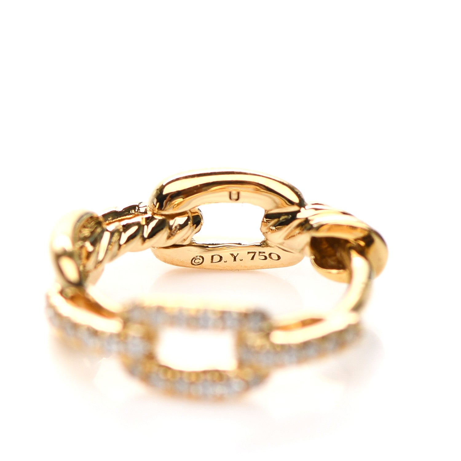 David Yurman 18K Yellow Gold Diamond Stax Chain Link Huggie Hoop Earrings 3 of 4