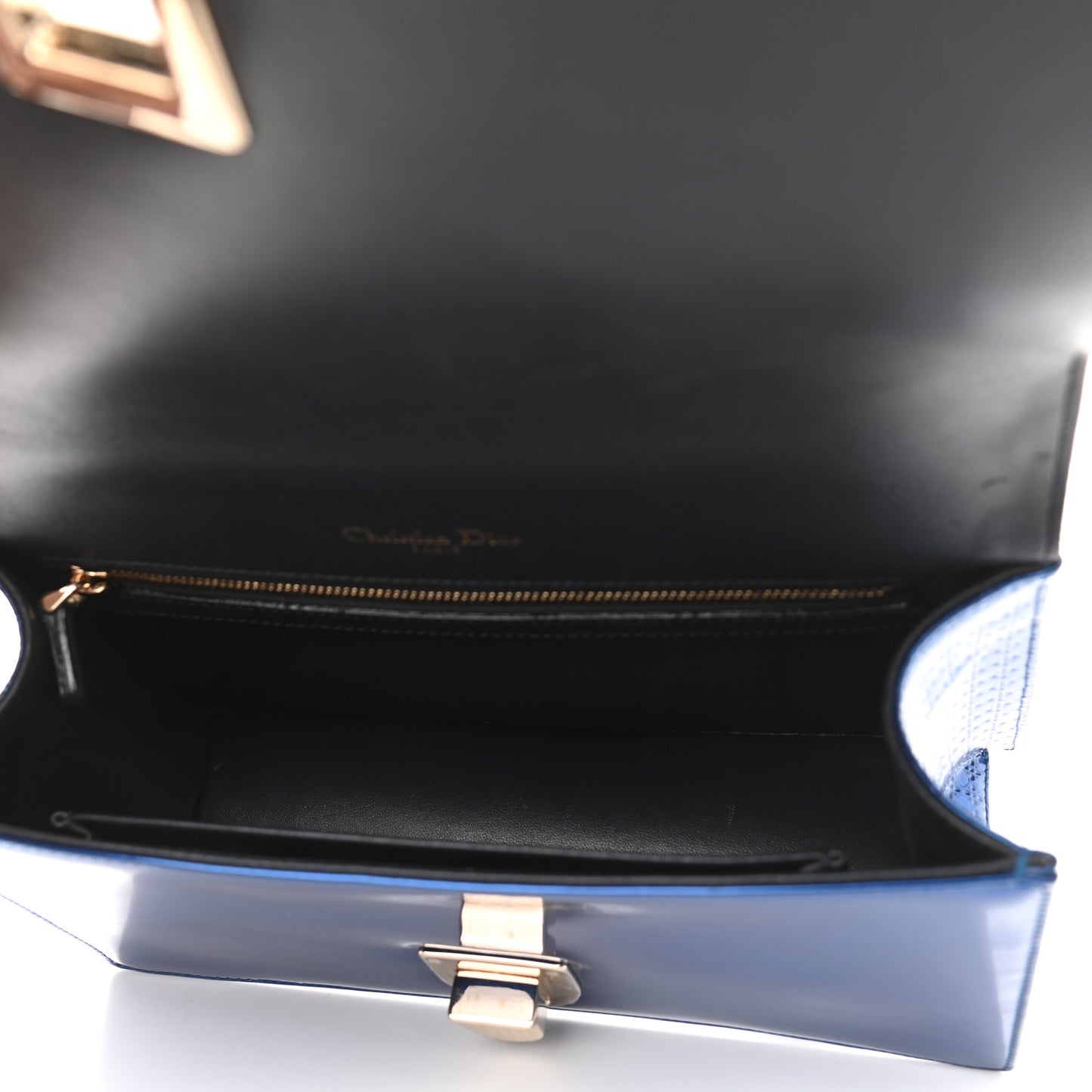 Metallic Patent Micro-Cannage Medium Diorama Flap Bag Blue