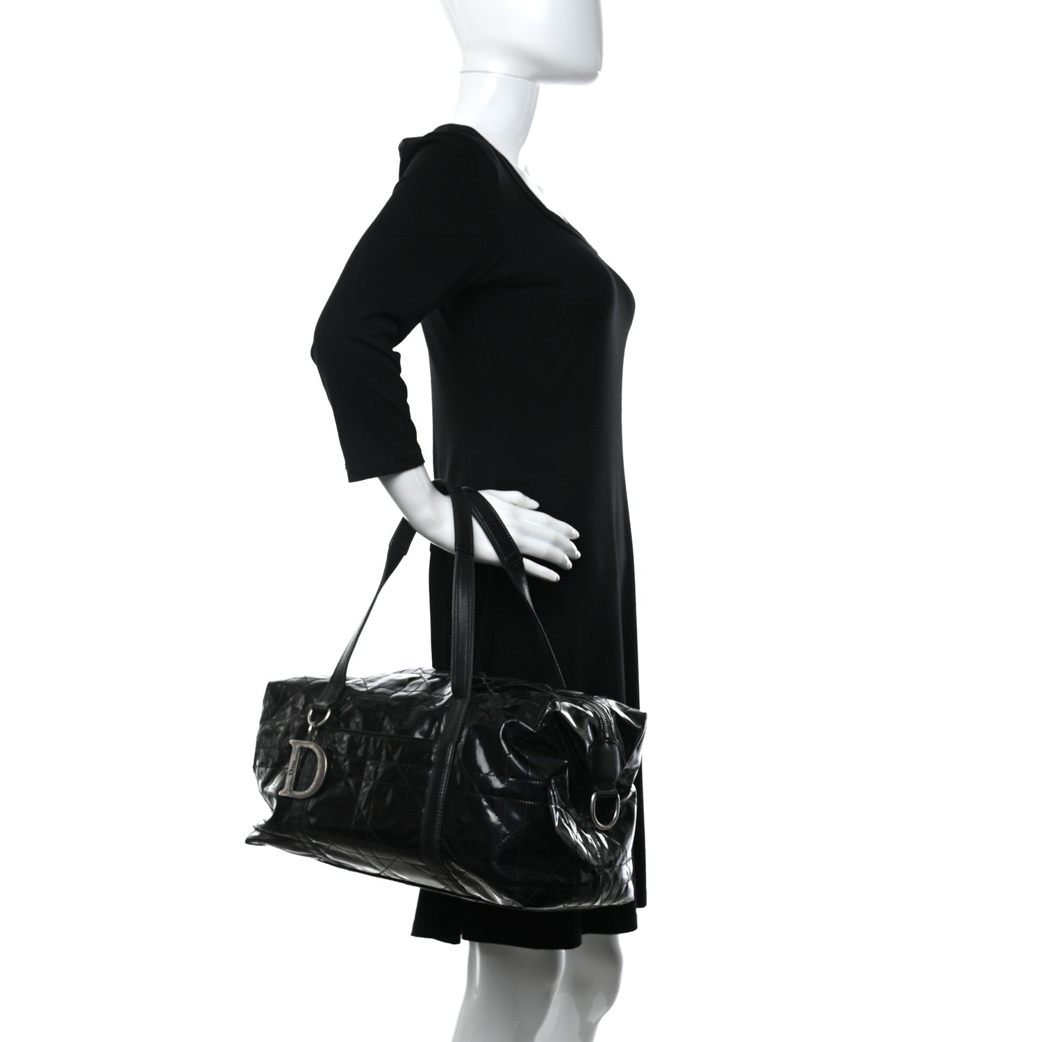 Christian Dior Vinyl Cannage Duffle Black 2 of 11