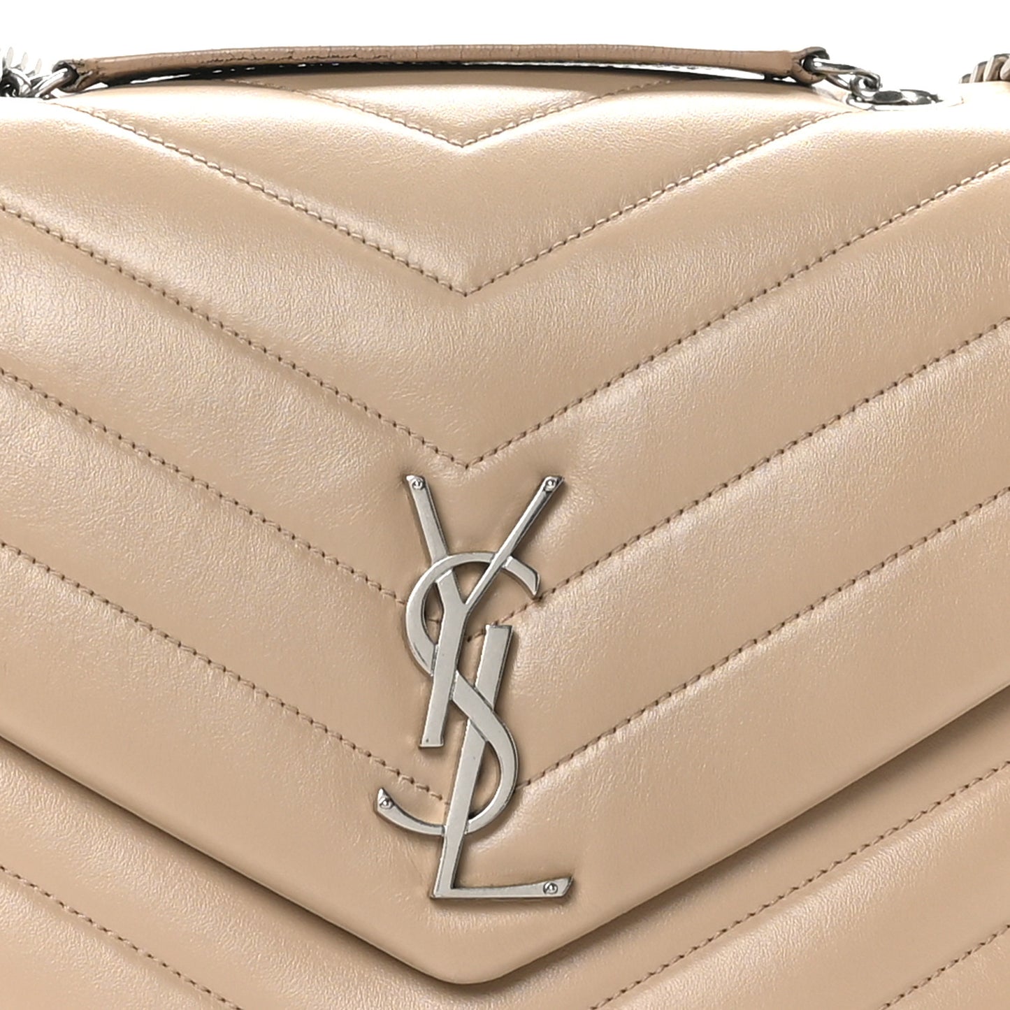 Calfskin Y Quilted Monogram Medium Loulou Chain Satchel Dark Beige