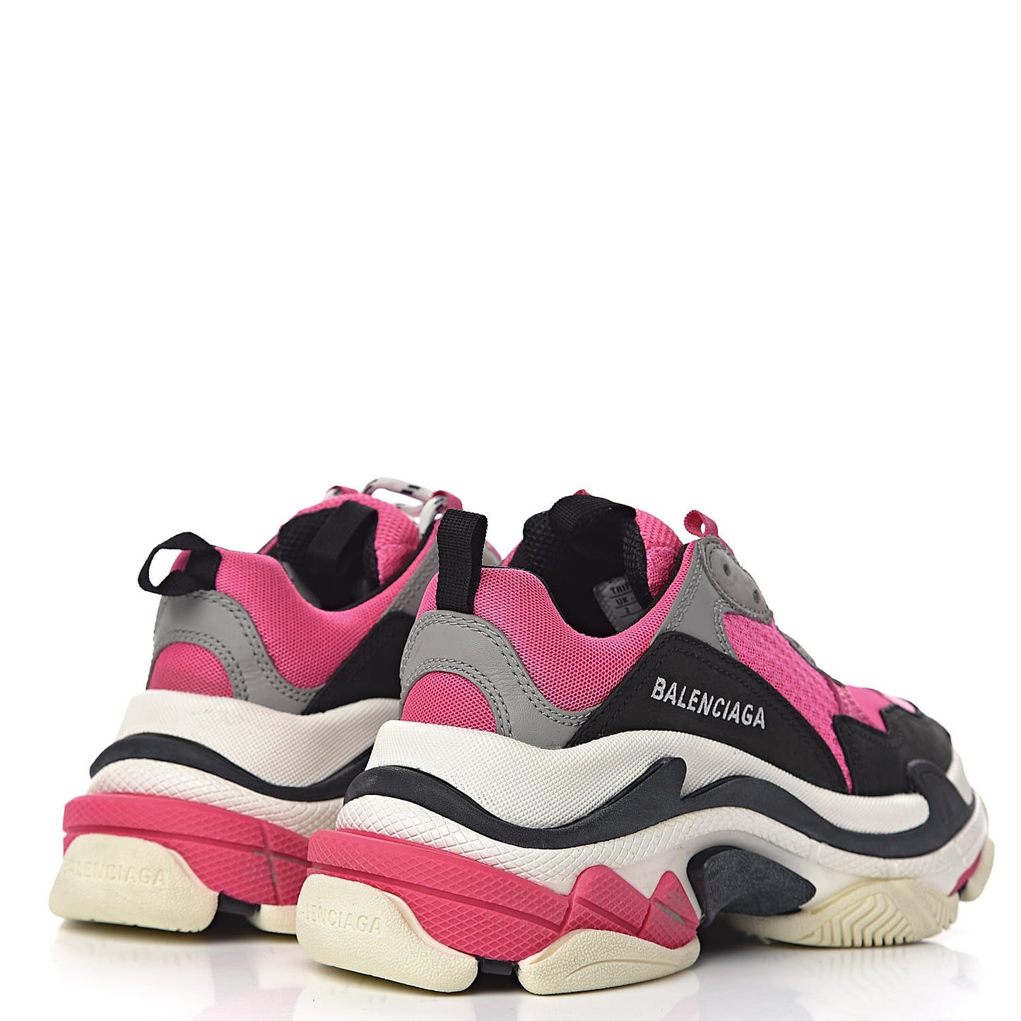 Fabric Mesh Womens Triple S Sneakers 35 Fluo Pink Grey White