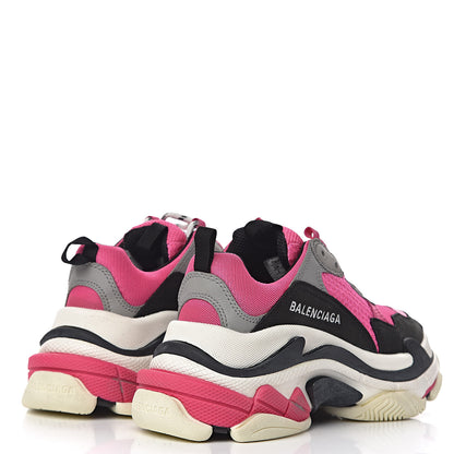Balenciaga Fabric Mesh Womens Triple S Sneakers 35 Fluo Pink Grey White 4 of 11