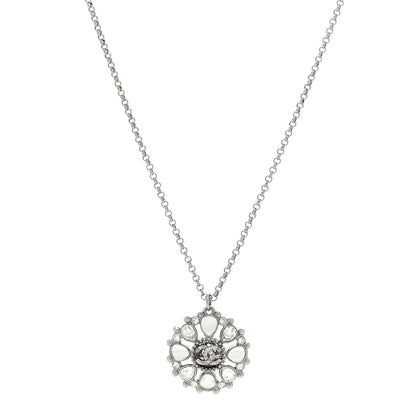 Chanel Crystal CC Round Pendant Necklace Silver 1 of 3