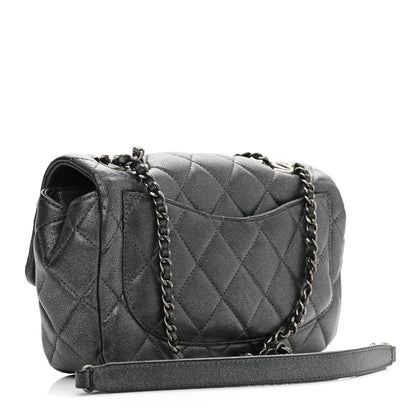Chanel Iridescent Goatskin Quilted Small CC Eyelet Flap Dark Silver 3 of 11